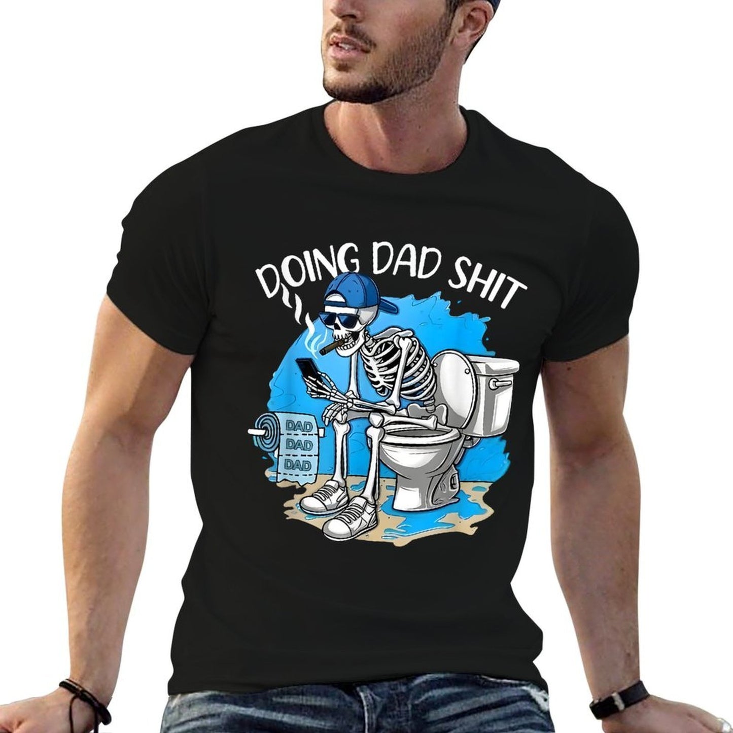 Doing Dad Shit Dad Joke Skeleton Dad Funny Dad Fathers Day Trendy Pattern T-Shirt