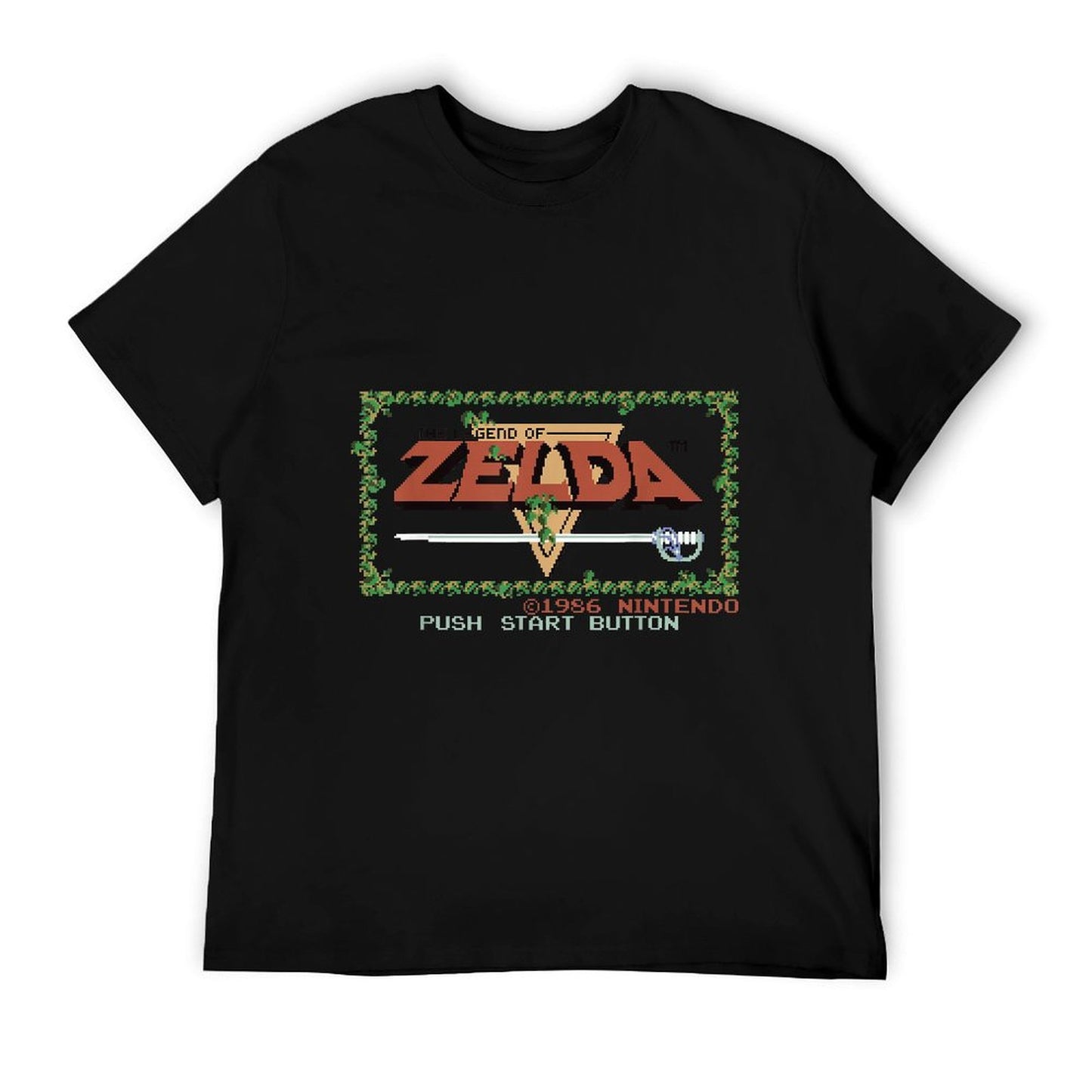 Nintendo Legend of Zelda Classic NES Title Screen High-quality Stitching T-Shirt