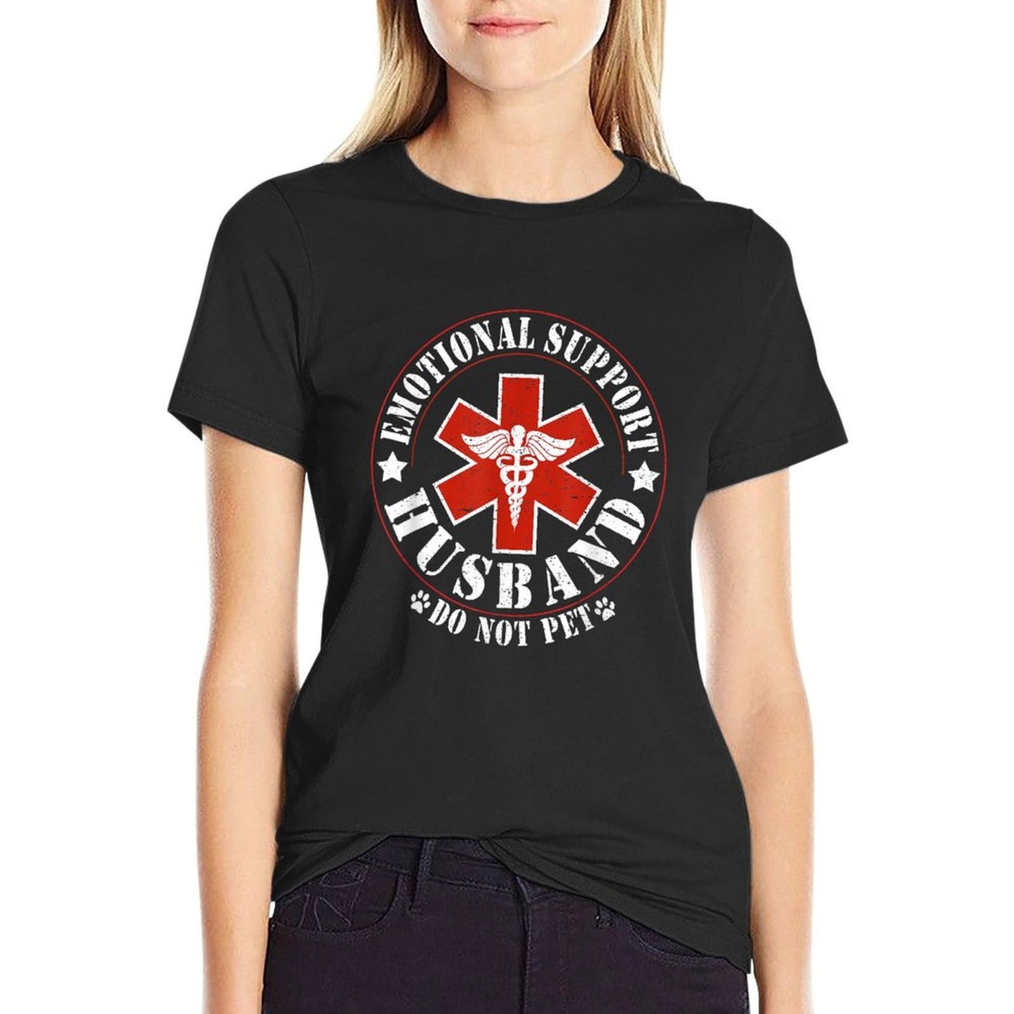 Emotional Support Husband Do Not Pet Funny Mens Husband Fade-proof Color T-Shirt