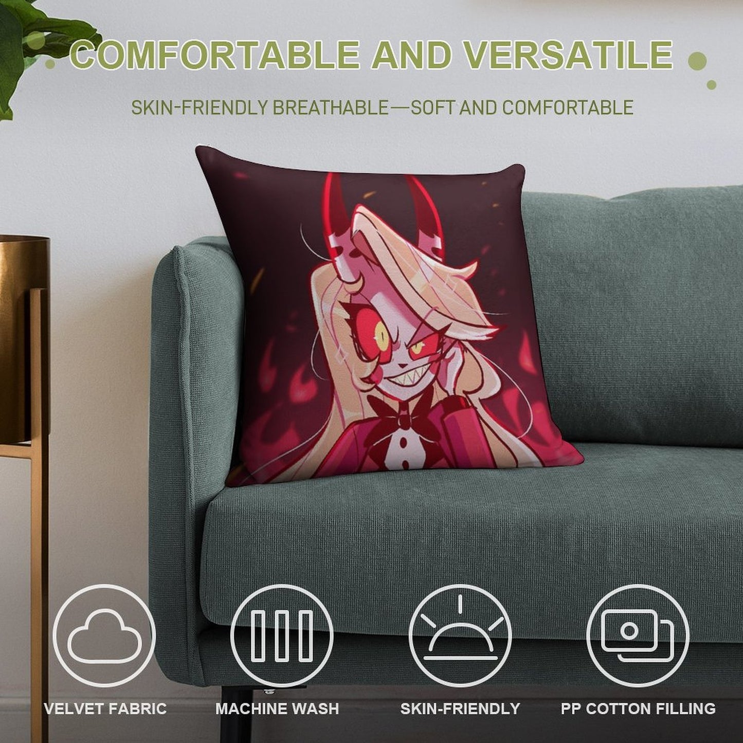 Hazbin Hotel Charlie Soft Decorative Cover Throw Pillow