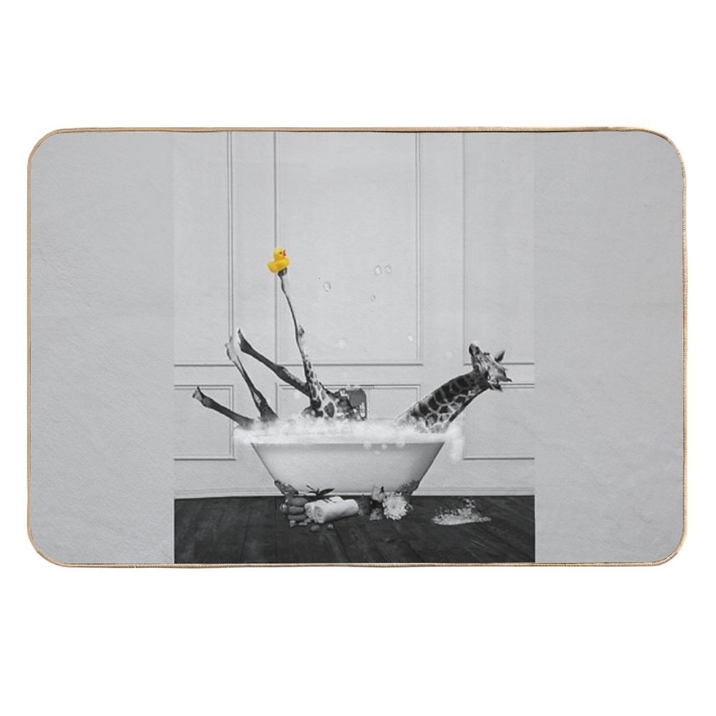 Giraffe on Bathtub Bubble Bath Slip-Resistant Bath Mat