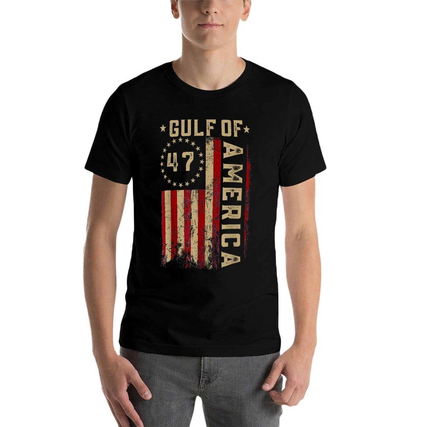 Gulf of USA America Funny USA Flag Graphic-printed T-Shirt