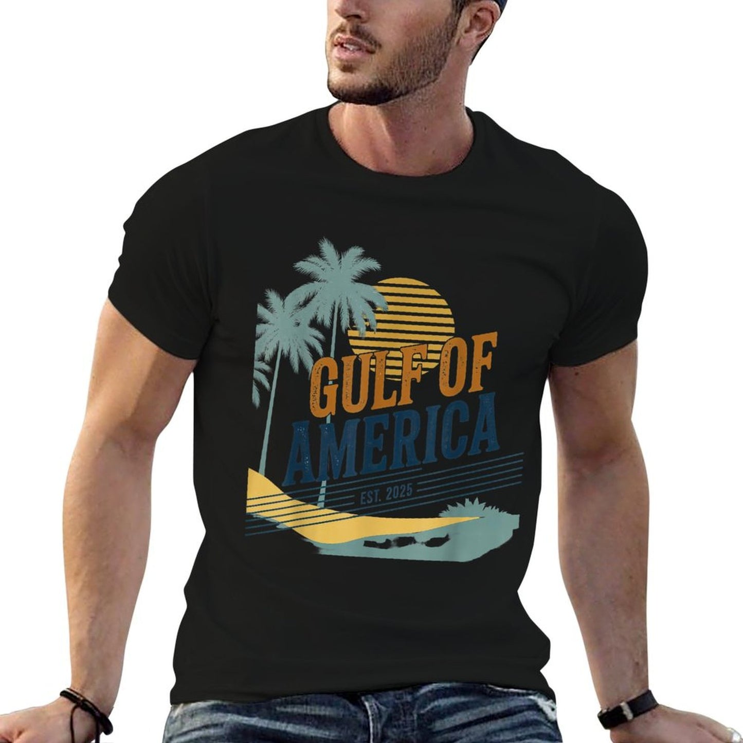 Retro Vintage Gulf Of USA America Est 2025 Gulf Mexico Soft T-Shirt