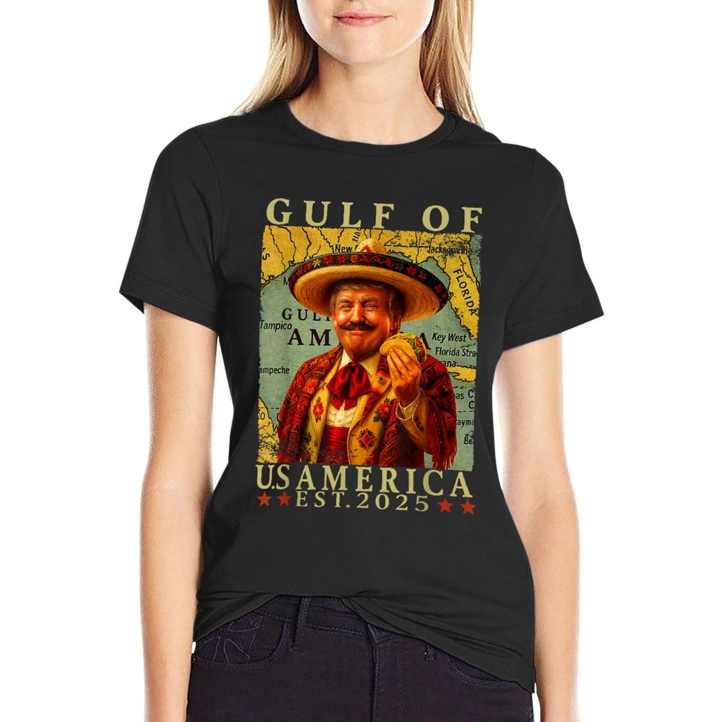 Retro Gulf Of USA America Mexico Trump Mexico Taco Funny Affordable Price T-Shirt