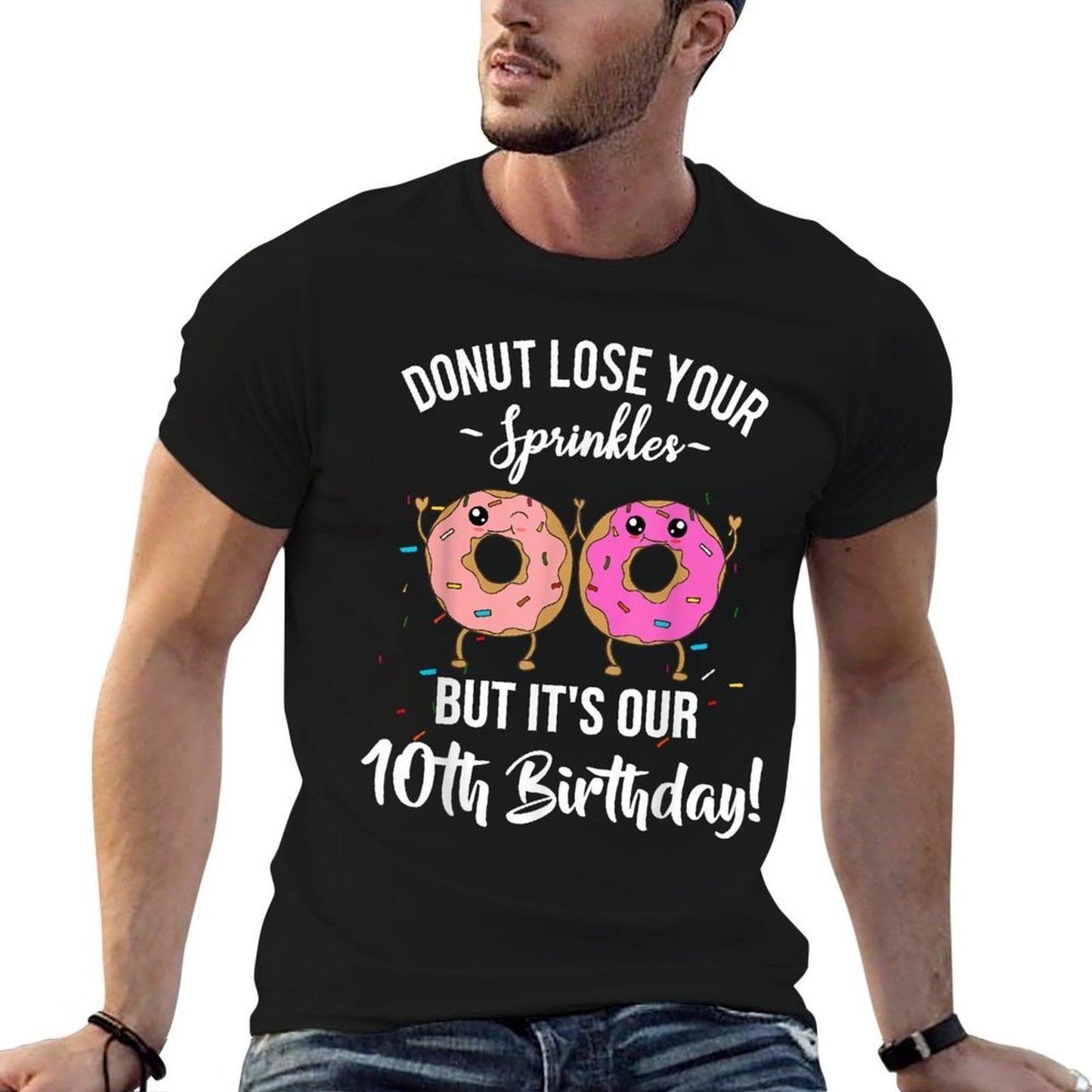 10th Birthday Twins Funny Donut Theme Party Quote Tenth Bday Affordable Price T-Shirt