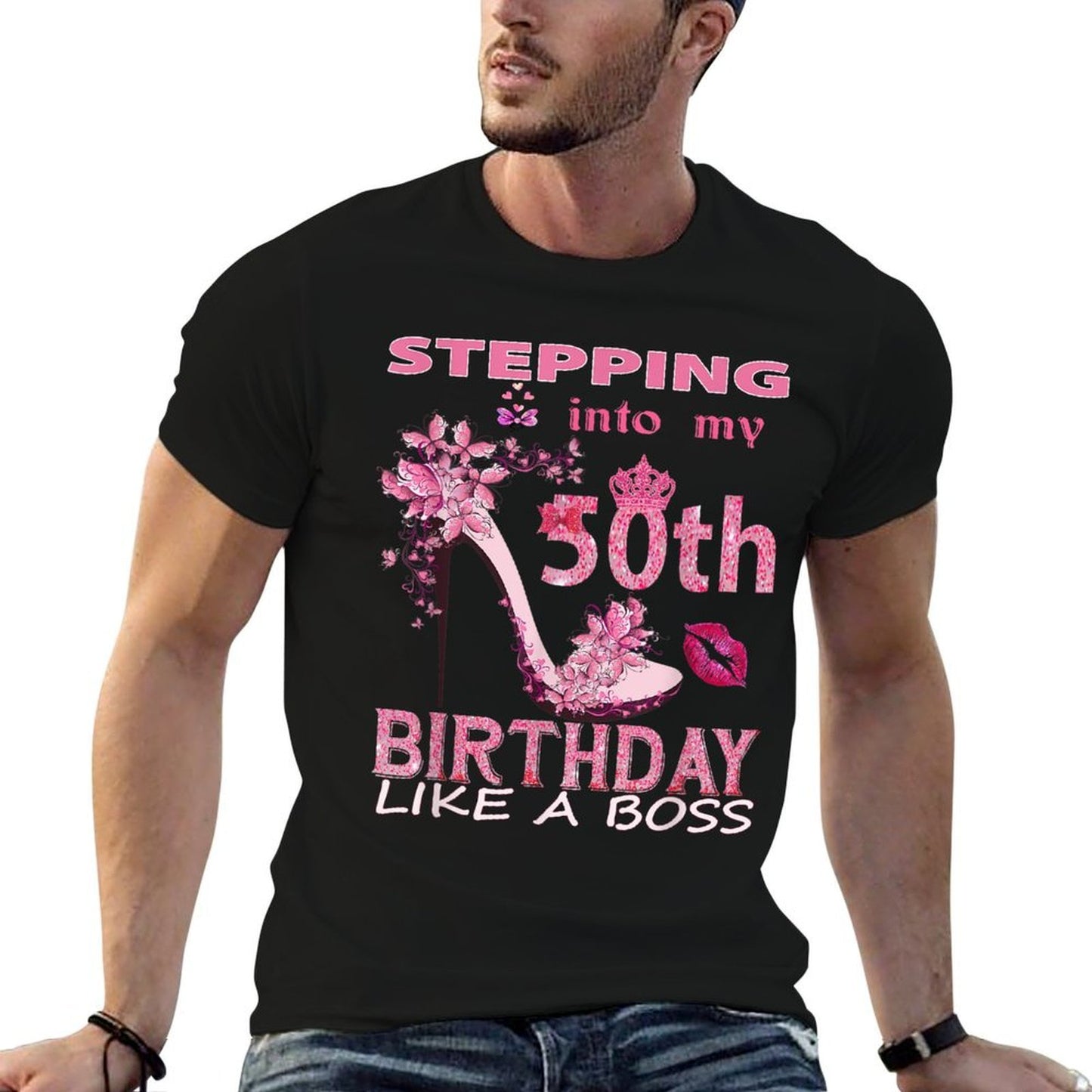 Stepping Into My 50th Birthday Graphic-printed T-Shirt
