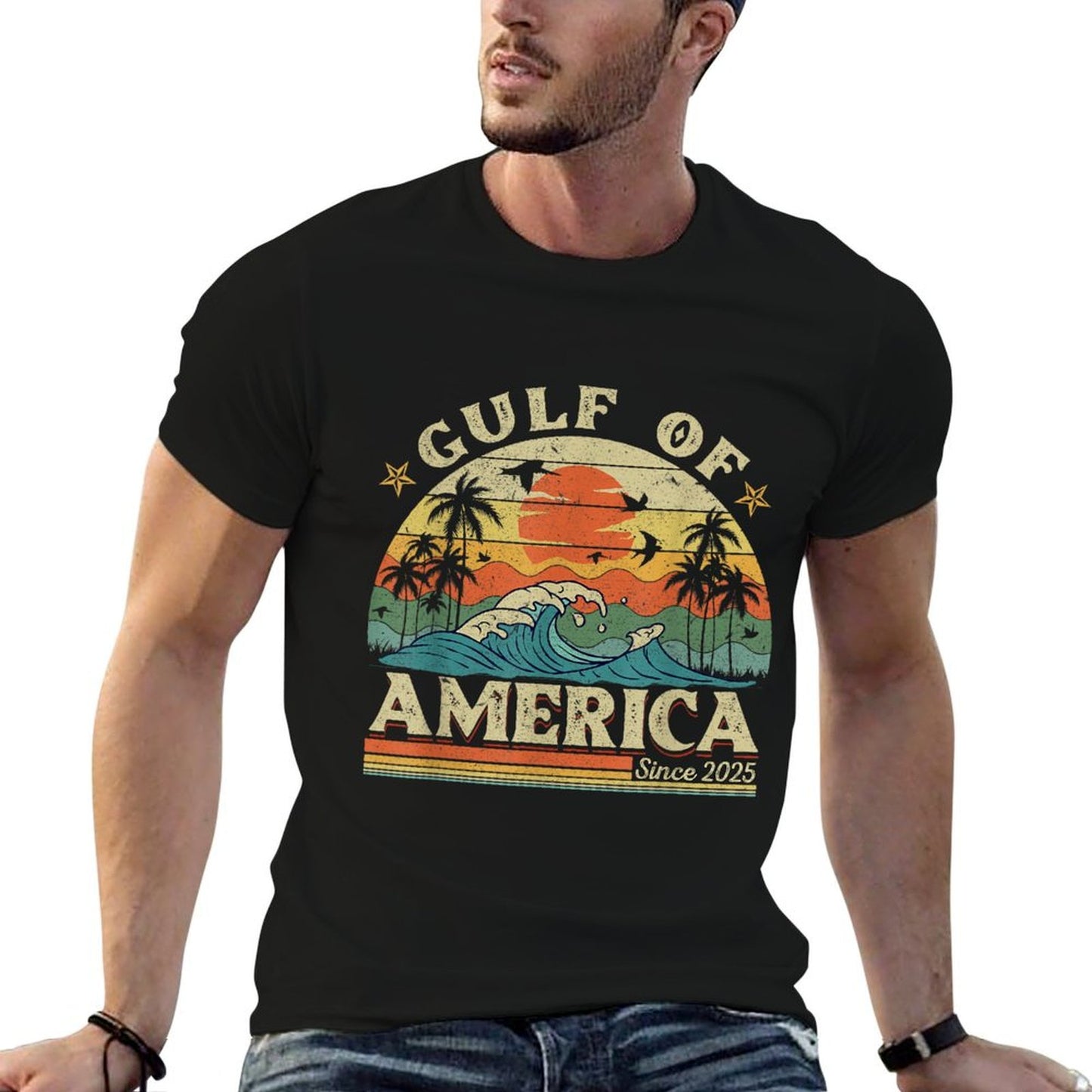 Gulf of USA America Funny Vintage USA Flag Vintage-inspired T-Shirt