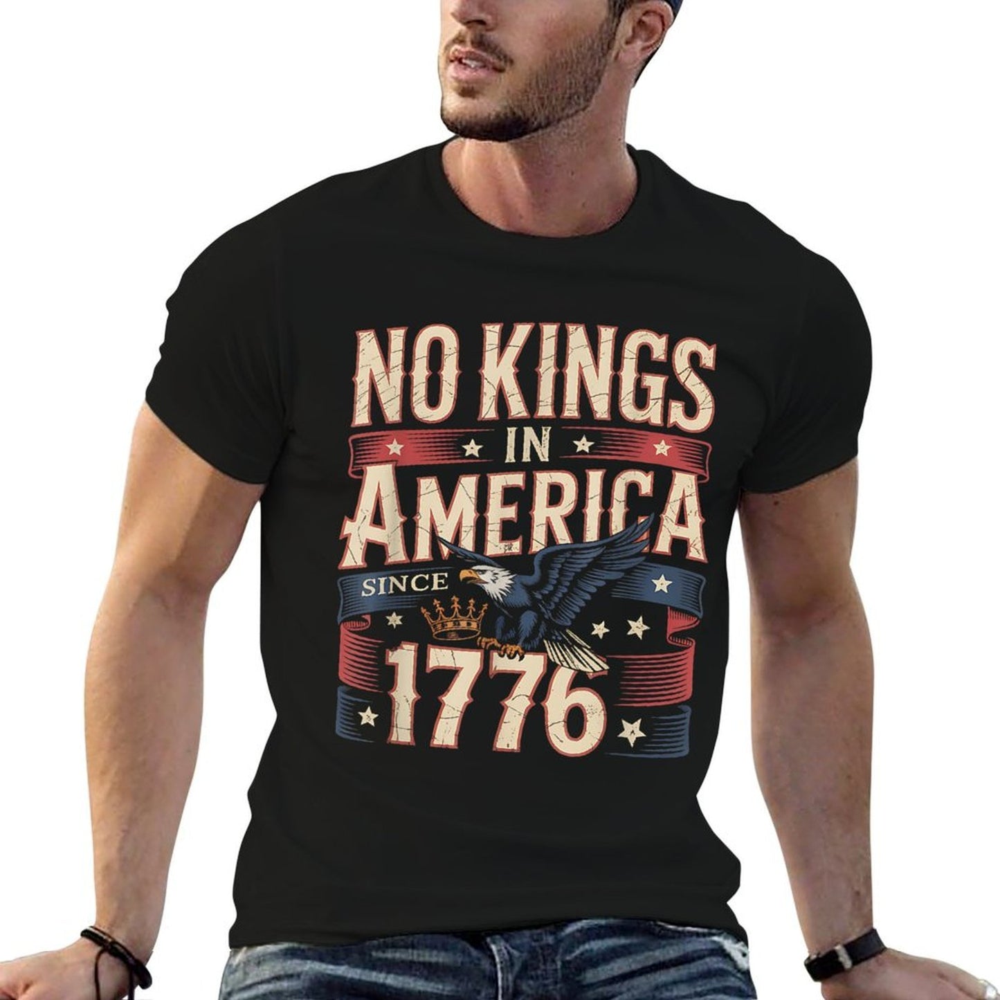 No Kings In America Since 1776 Funny Patriotic USA Relaxed-fit T-Shirt