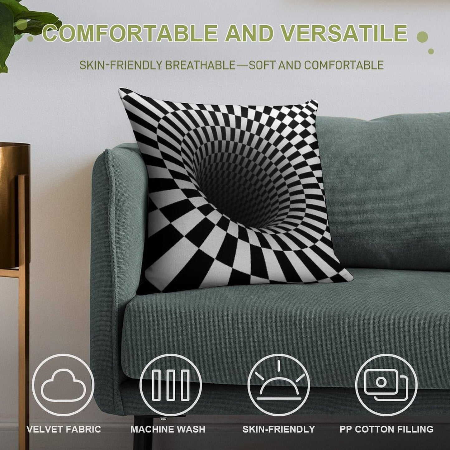 Black And White Optical Illusion Soft Gift Ready Throw Pillow