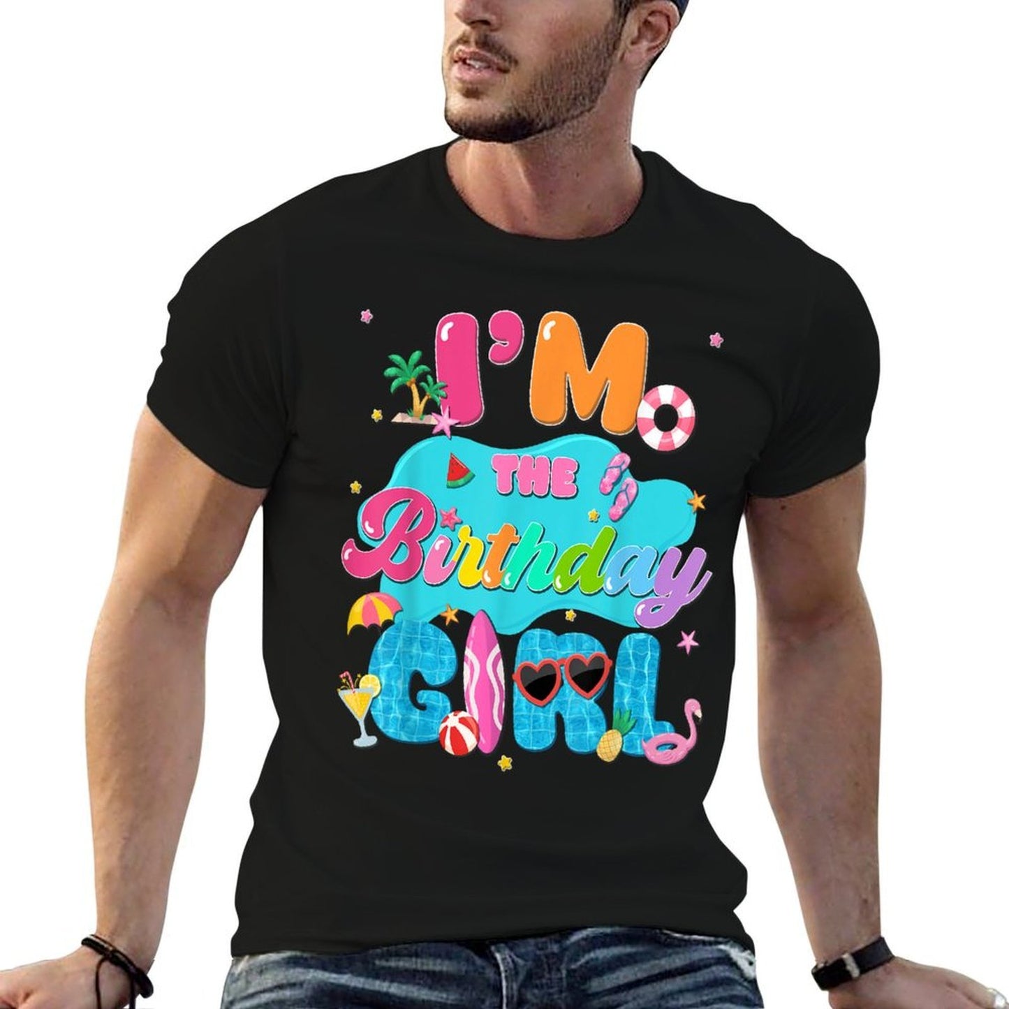 Im The Birthday Girl Pool Party Beach Family Matching Rolled Sleeves T-Shirt