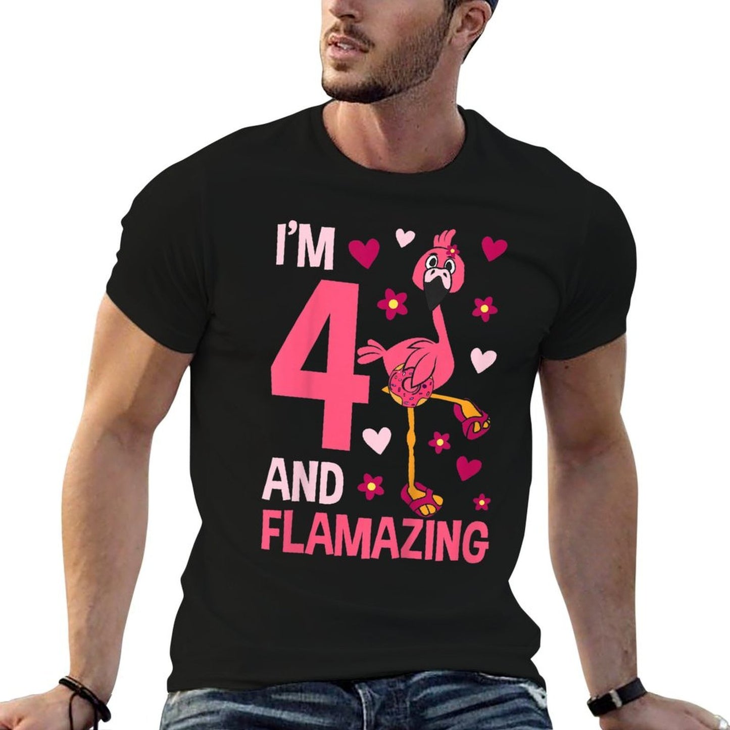 Kids I'm 4 And Flamazing Flamingo Birthday For Girls 4-Year-Old Versatile T-Shirt