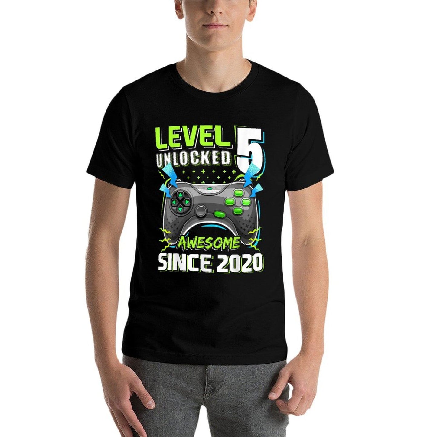 5th Birthday Boy Level 5 Gamer 5 Year Video Game Party Fade-proof Color T-Shirt