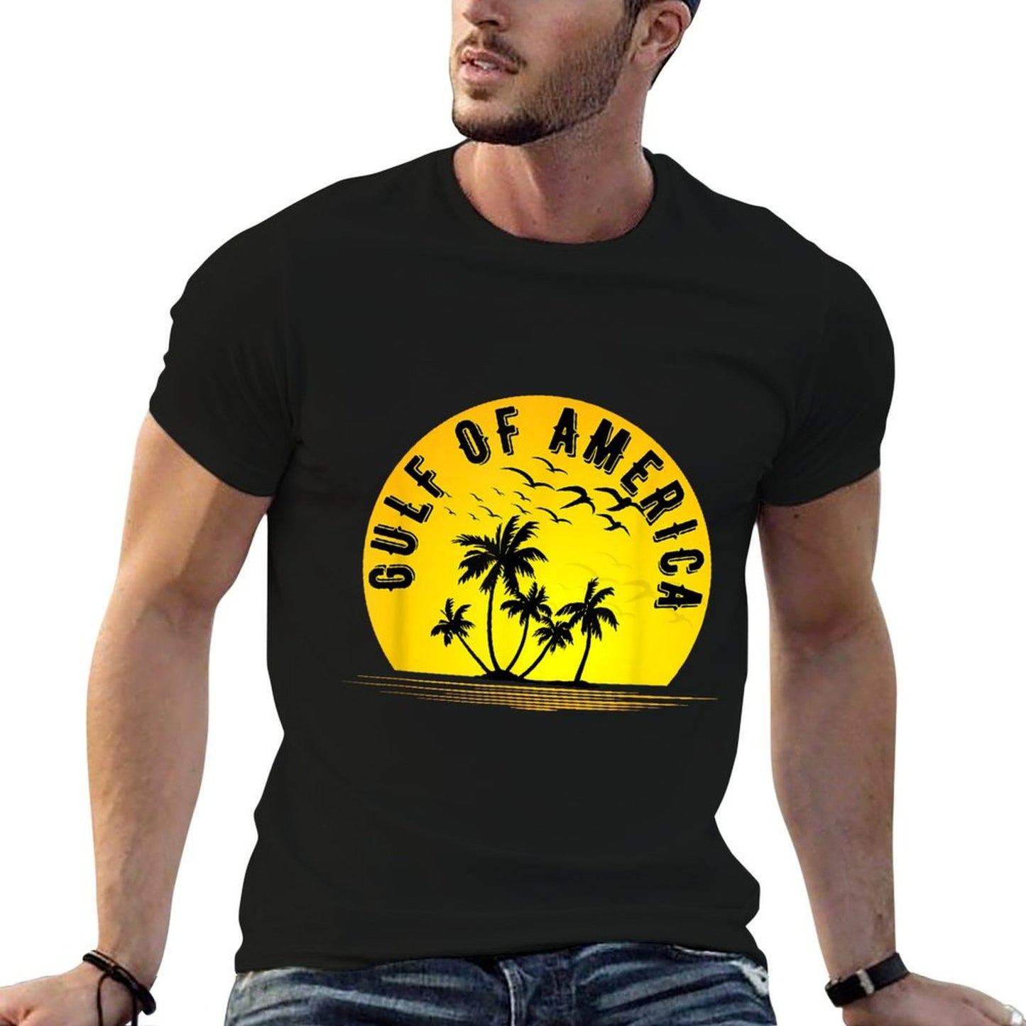 Gulf of USA America Retro Throwback Design Slim-fit Cut T-Shirt