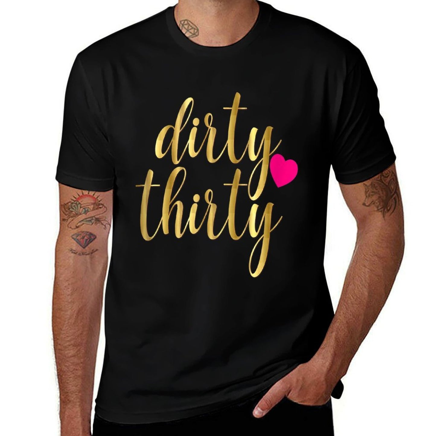 30th Birthday Gift Dirty Thirty 30 Pink Heart Relaxed-fit T-Shirt