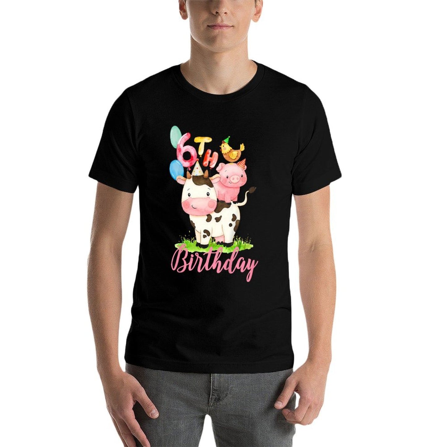 Kids 6 Years Old Girl Farm Animals It's My 6th Birthday Moisture-wicking T-Shirt