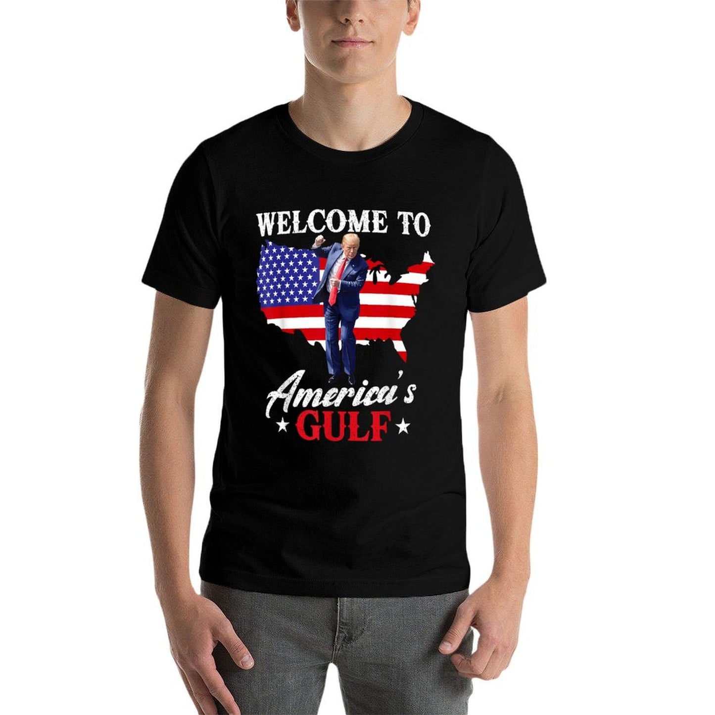 Gulf of USA America Funny USA Flag Slim-fit Cut T-Shirt