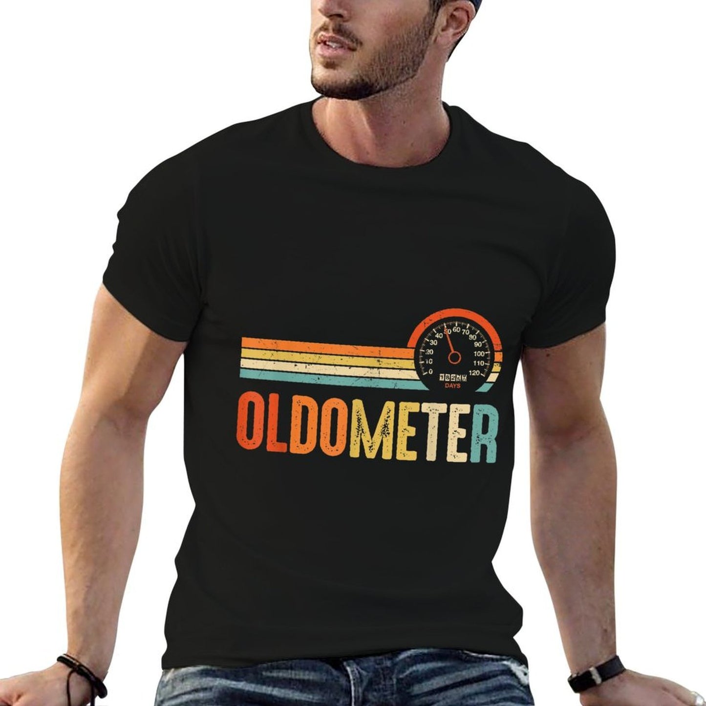 OLDOMETER 50 Funny for 50th Birthday 50th Years Old Rolled Sleeves T-Shirt