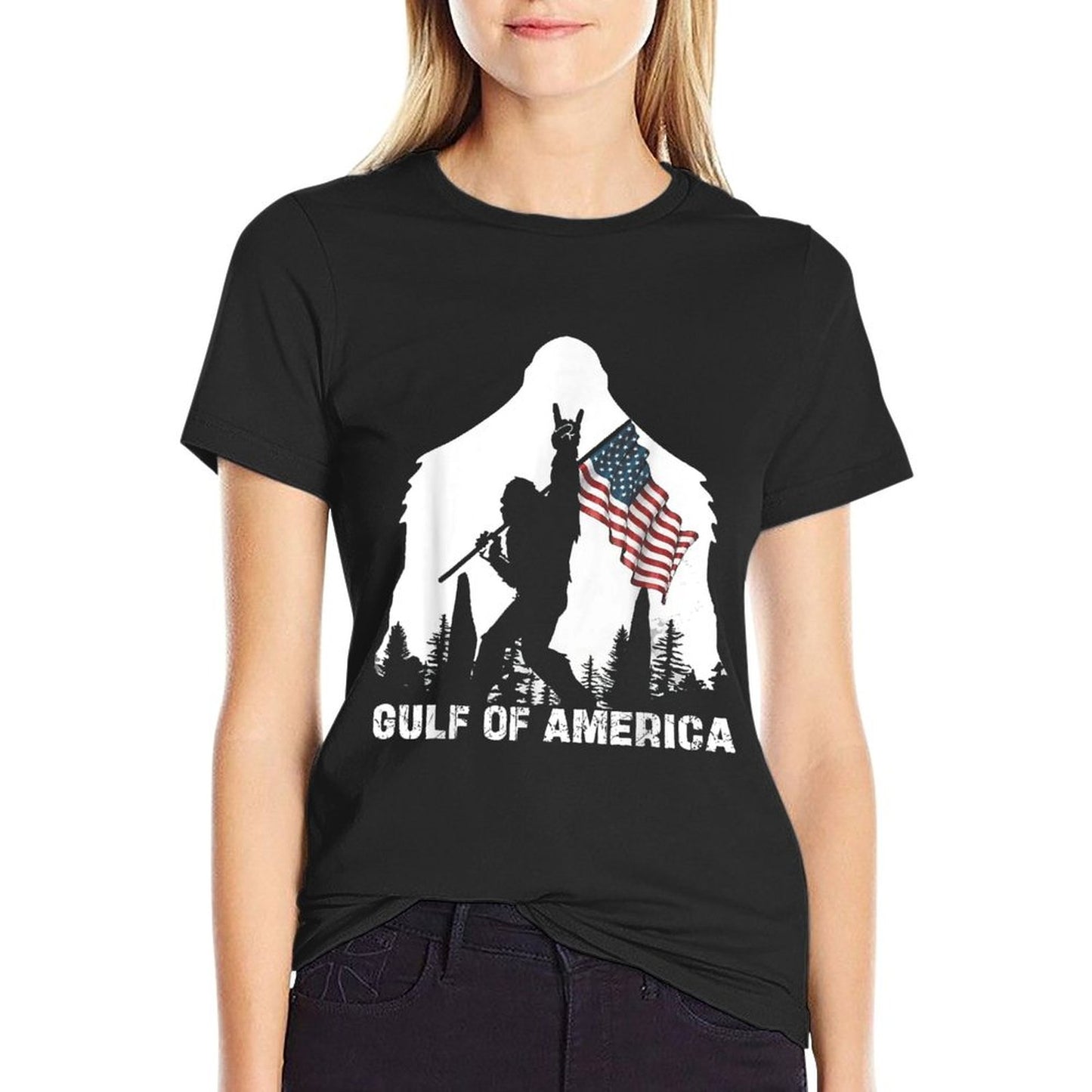 Gulf of USA America 2025 Funny Vintage USA Flag Stretchy T-Shirt