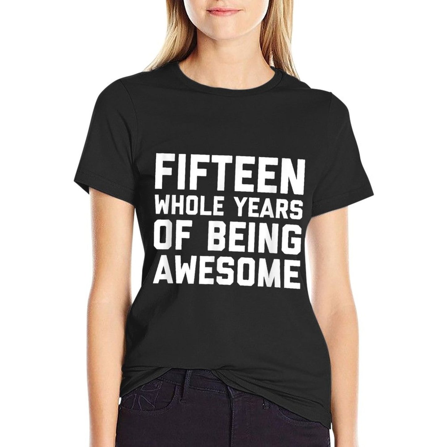 15th Birthday Gift Age 15 Year Old Boy Girl Fifteen Oversized Silhouette T-Shirt