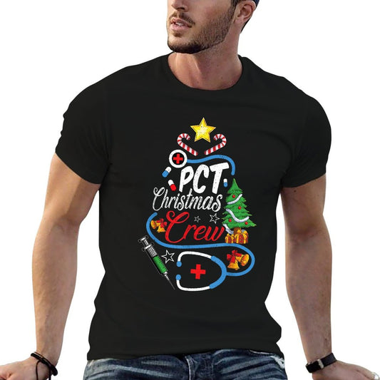 PCT Christmas Crew - Patient Care Technician Christmas Rolled Sleeves T-Shirt