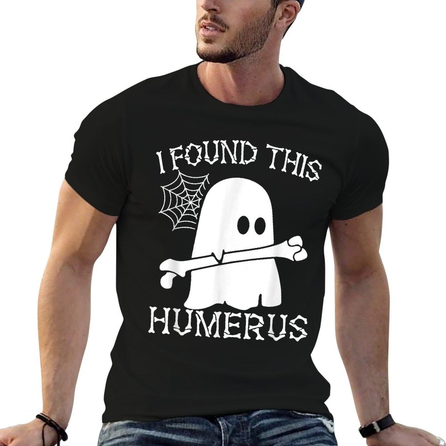 I Found This Humerus Halloween Ghost Humorous Saying Funny Graphic-printed T-Shirt