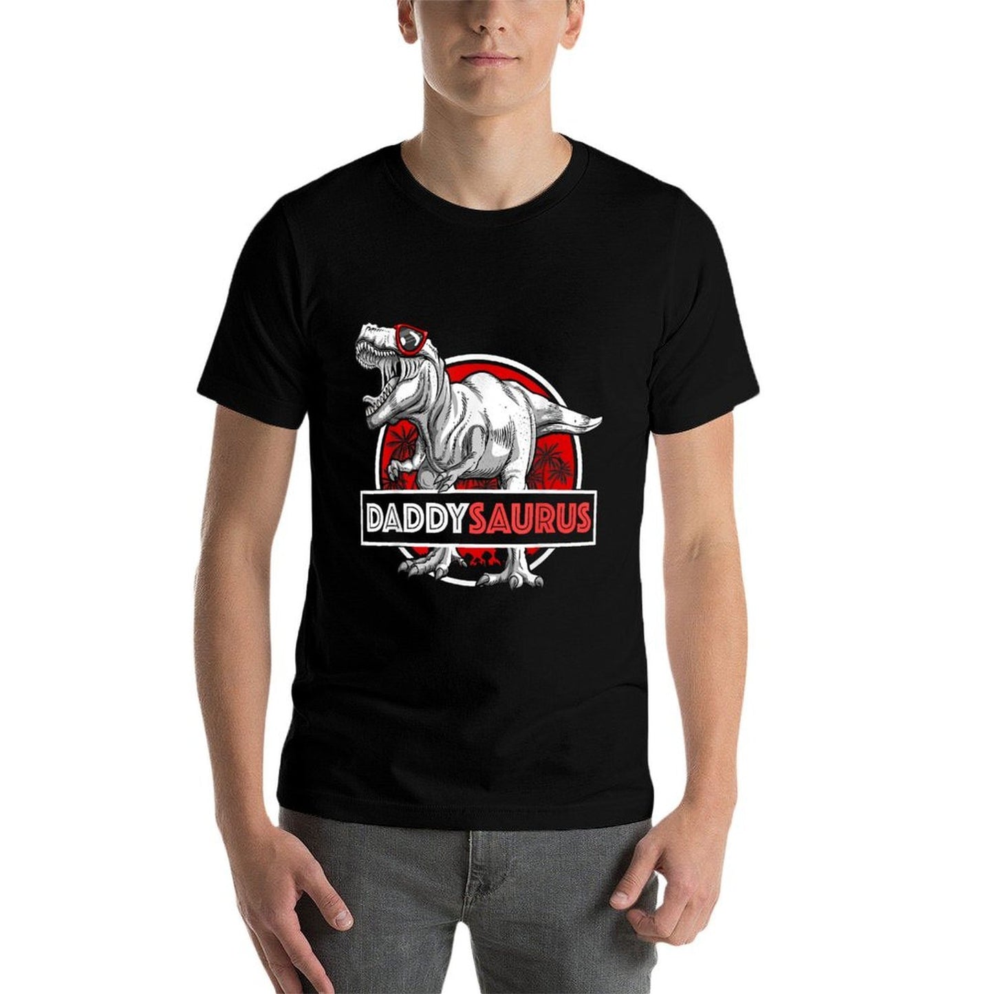 Daddysaurus T-Rex Matching Funny Father Saurus Dinosaur Oversized Silhouette T-Shirt
