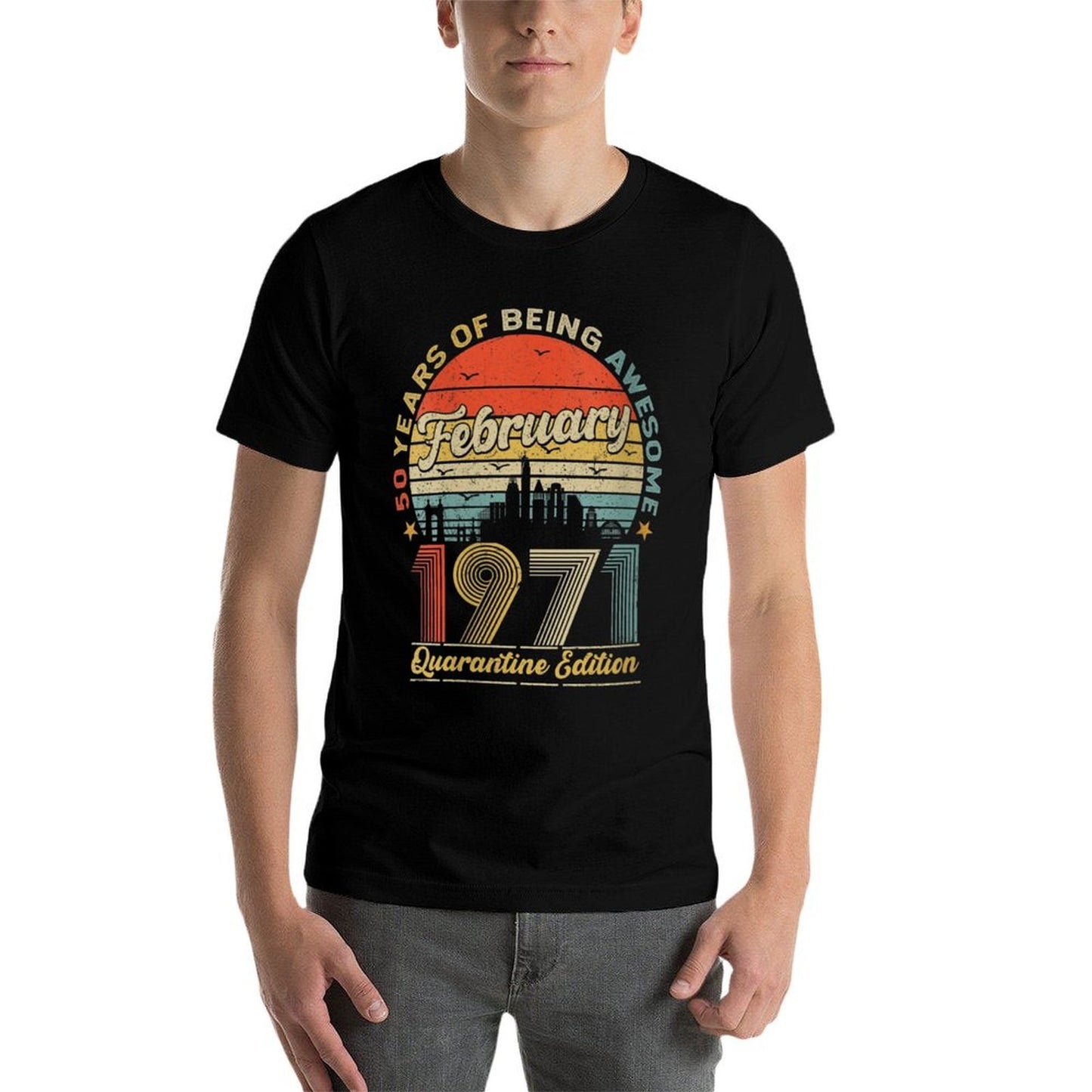 Womens 50th Birthday Decoration February 1971 Men Women 50Years Old Trendy Pattern T-Shirt