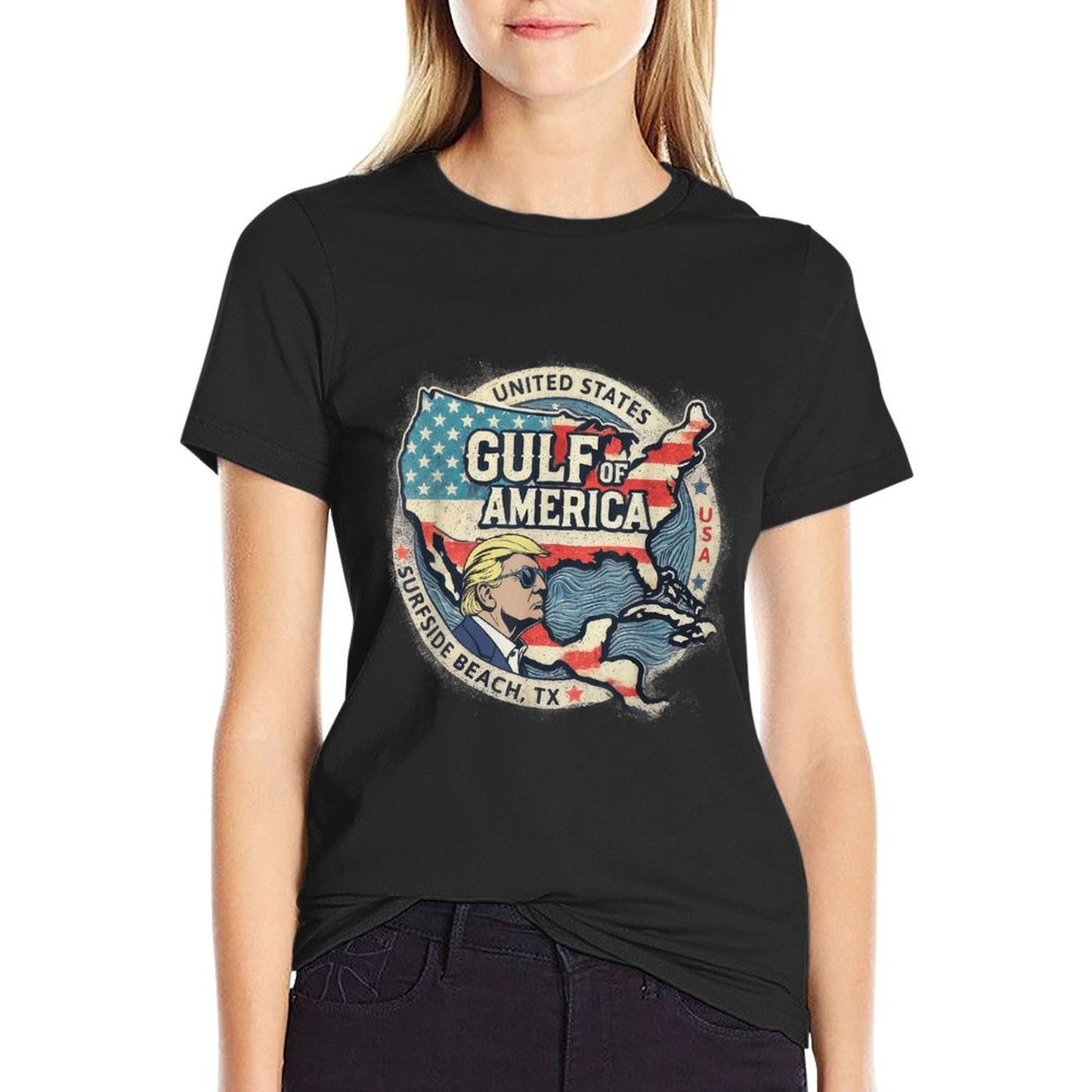 Gulf of USA America Funny USA Flag Men Women Affordable Price T-Shirt