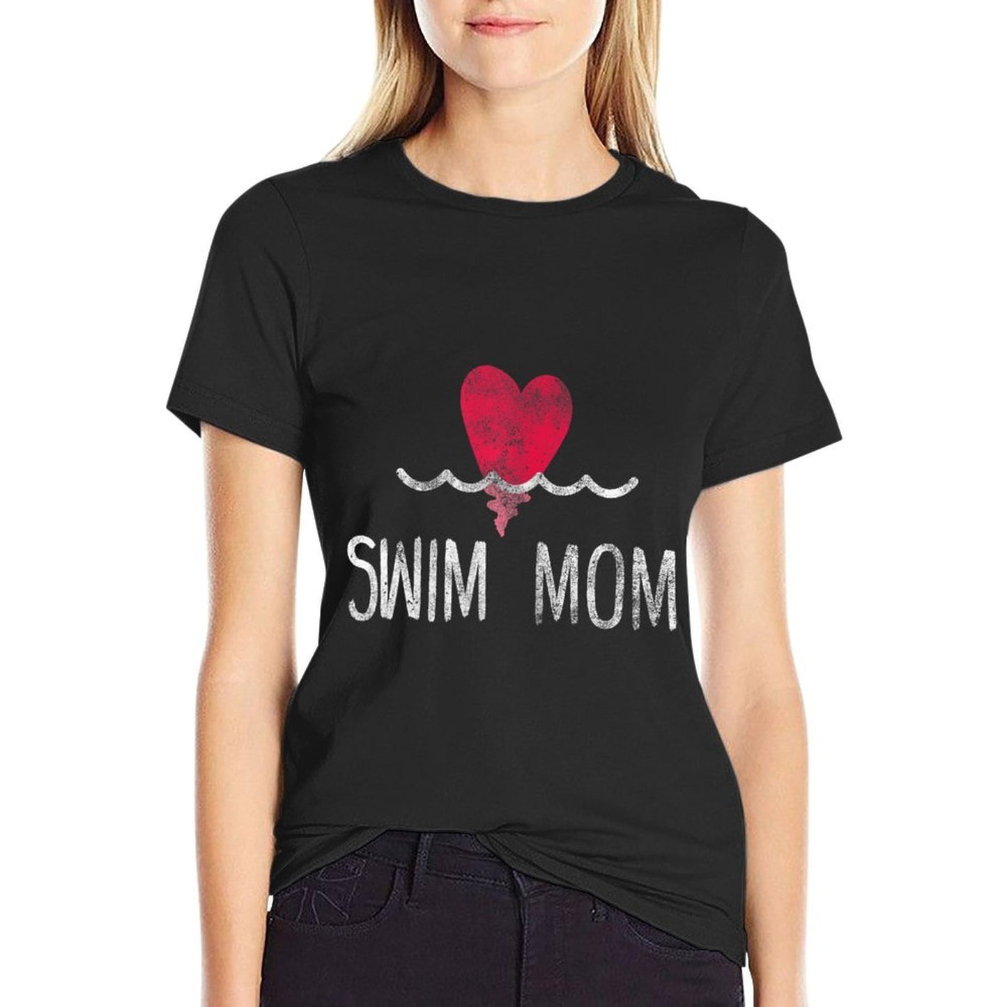 Womens Vintage Swim Mom - Swimming Family Swimmer Eco-friendly Material T-Shirt