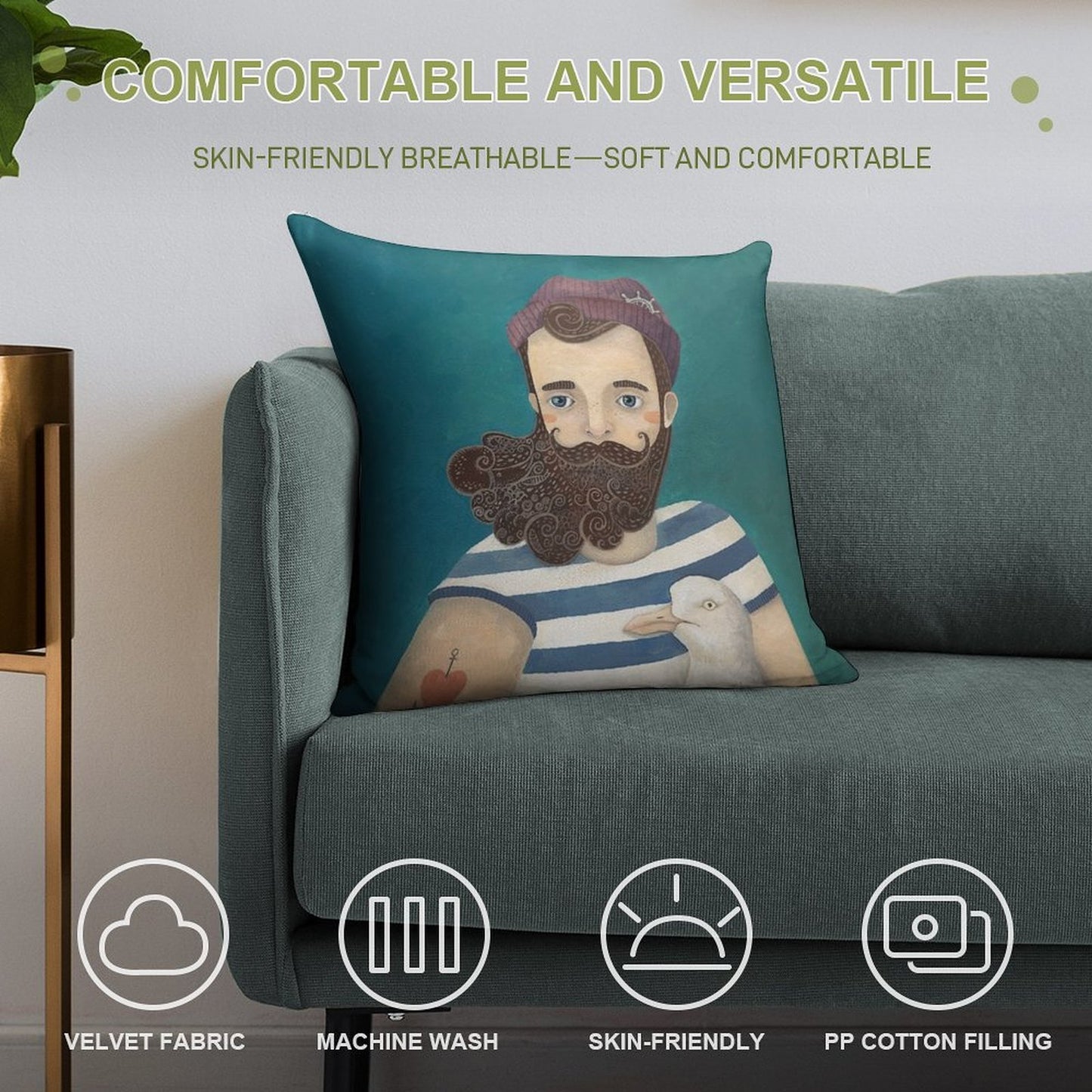 A Sailor Soft Washable Throw Pillow