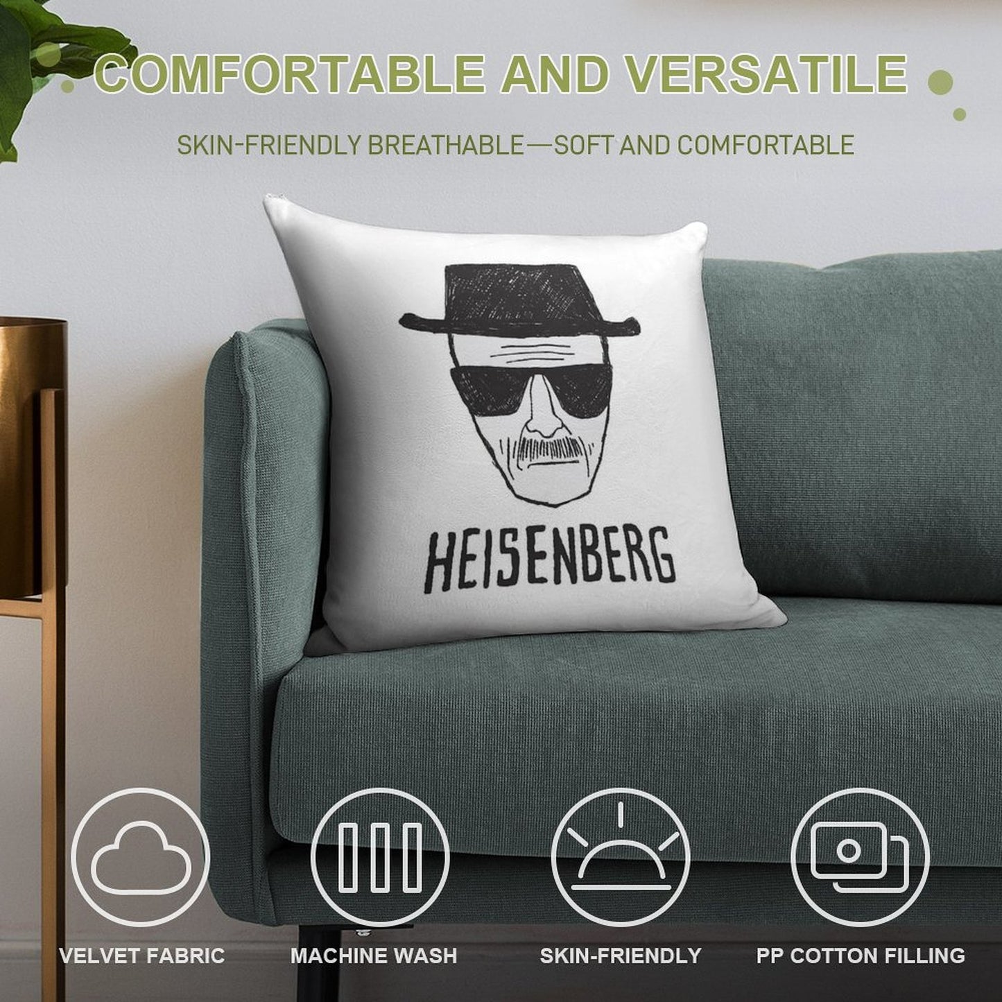 Breaking Bad Heisenberg Drawing Soft Easy Maintenance Throw Pillow