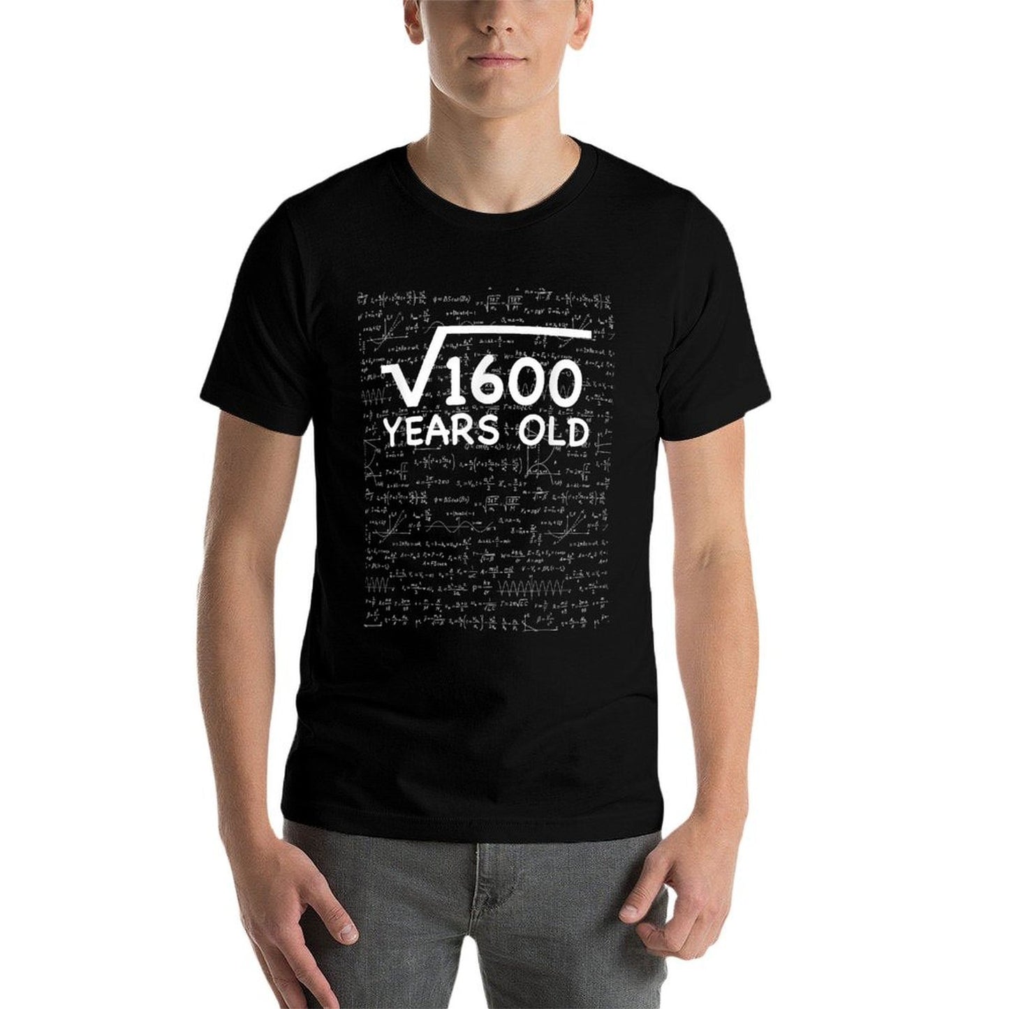 Funny 40th Birthday 40 Years Old Square Root Math Pun Gift Ribbed Collar T-Shirt