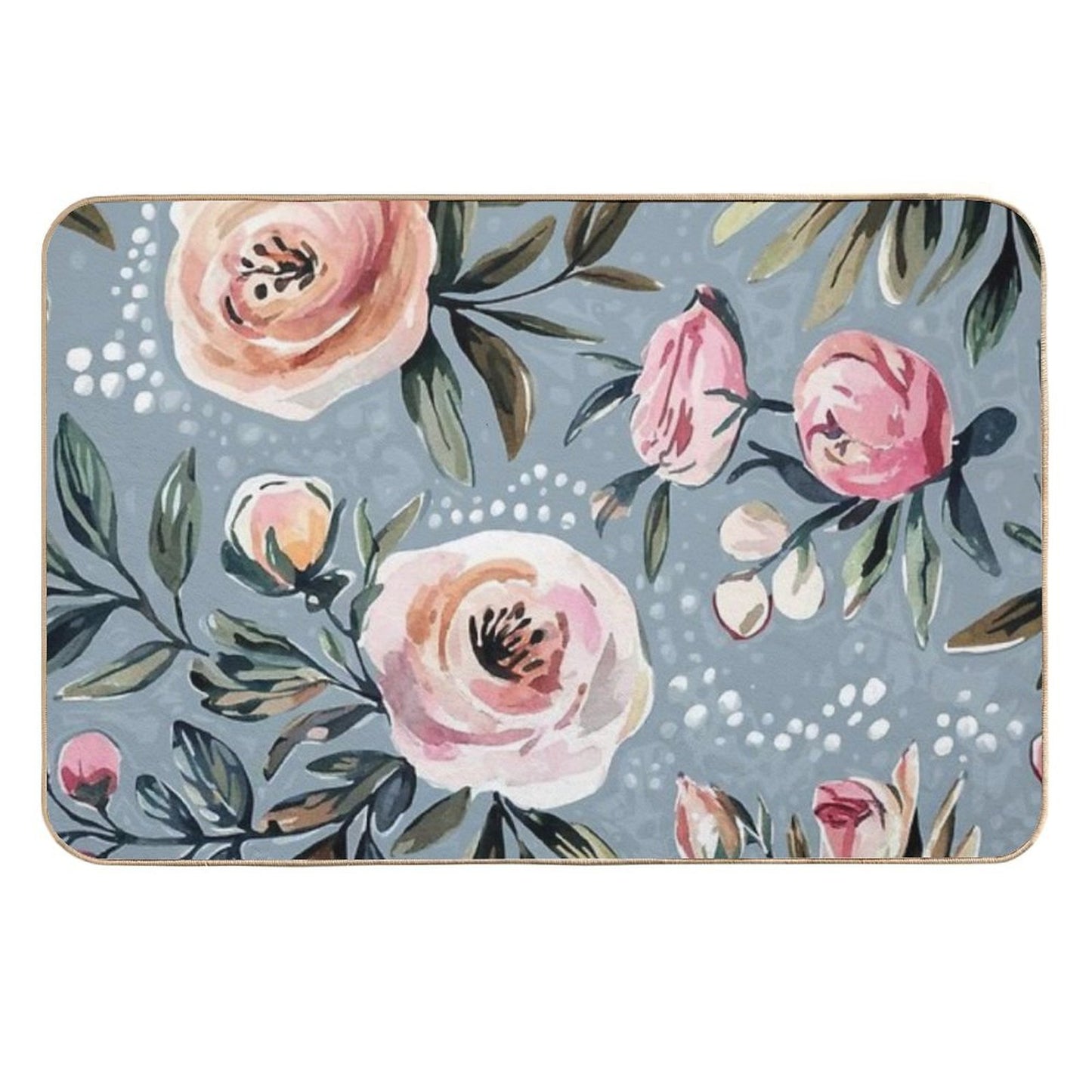 Soft Watercolor Roses Seamless Pattern High-Traffic Bath Mat