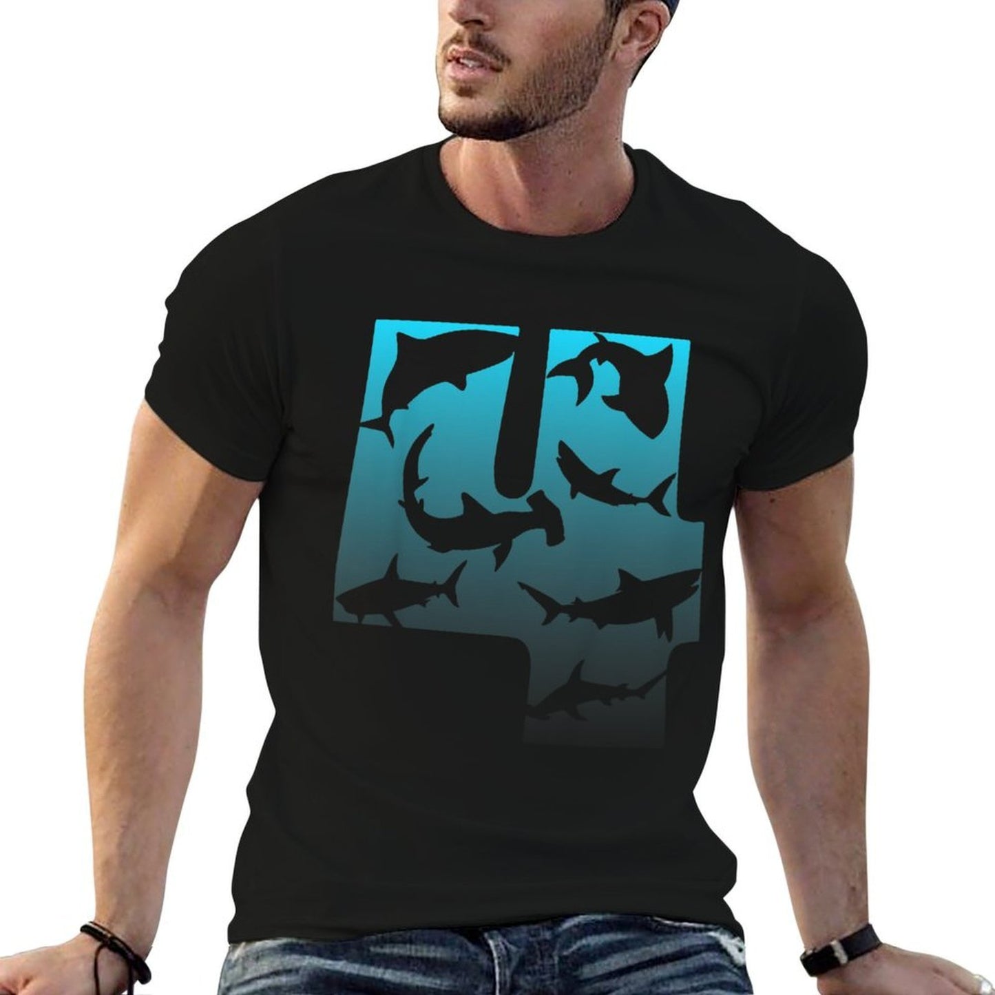 Kids Shark 4th Birthday Under Sea 4 Year Old Birthday Party Theme Rolled Sleeves T-Shirt
