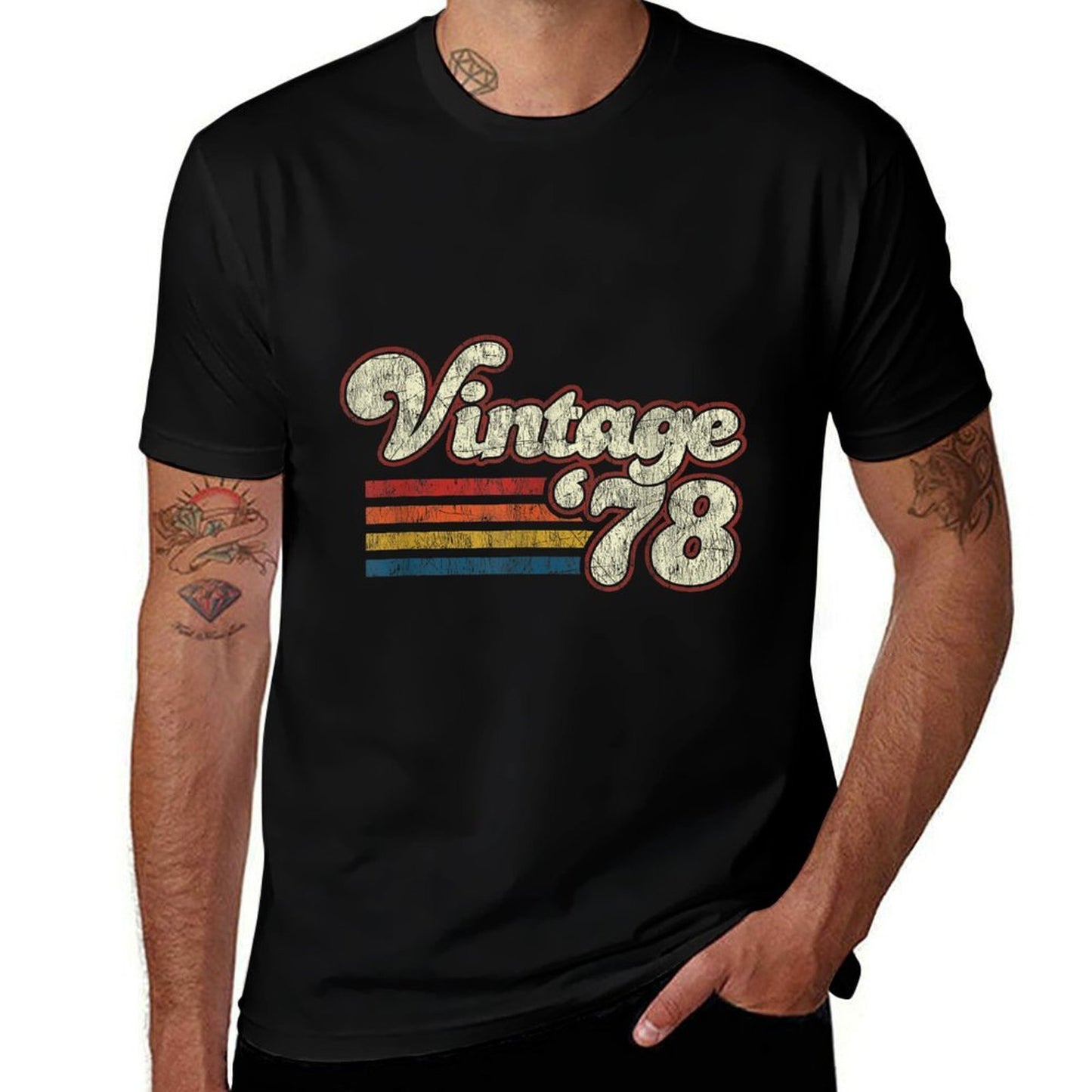 Vintage Retro Birthdays 1978 Birthday Unisex-Adults Black Small Classic Fit Eco-friendly Material T-Shirt