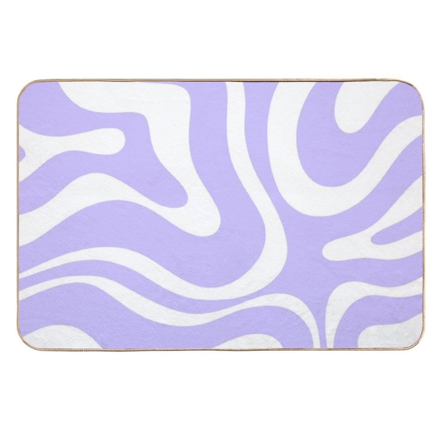 Retro Modern Liquid Swirl Abstract Pattern Square in Light Purple And White Stain-Proof Bath Mat