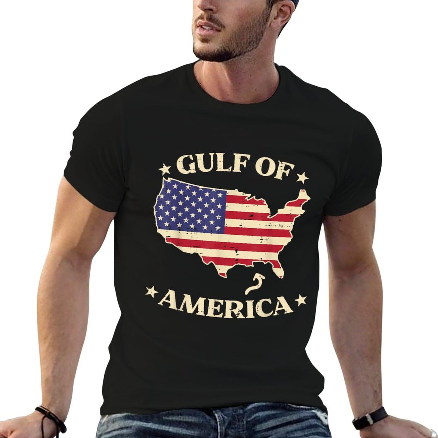 Gulf Of USA America USA American Map Men Women Kids Eco-friendly Material T-Shirt