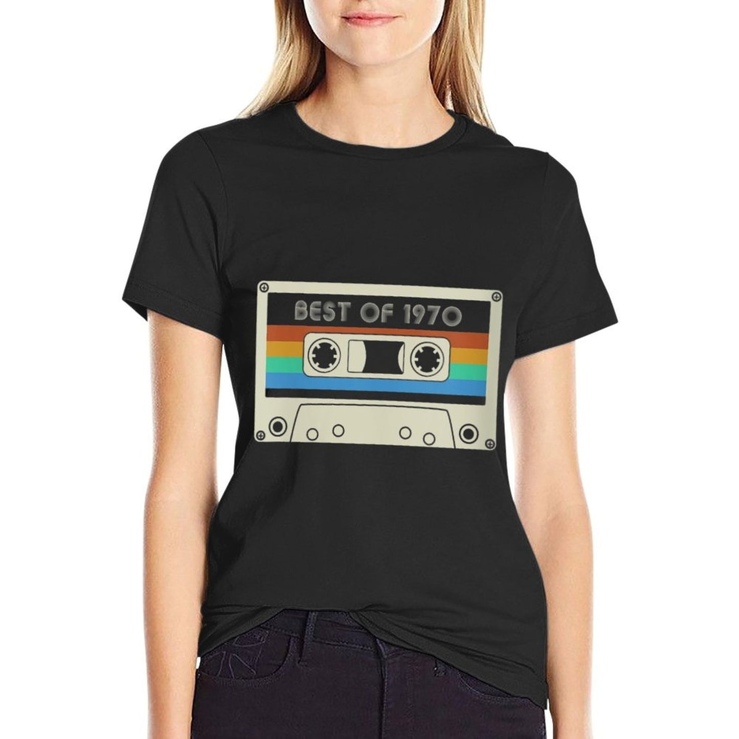 Womens Vintage Best of 1970 50th Birthday Cassette Tape Cotton T-Shirt