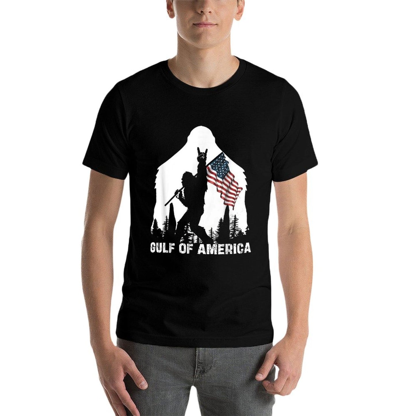 Gulf of USA America 2025 Funny Vintage USA Flag Stretchy T-Shirt