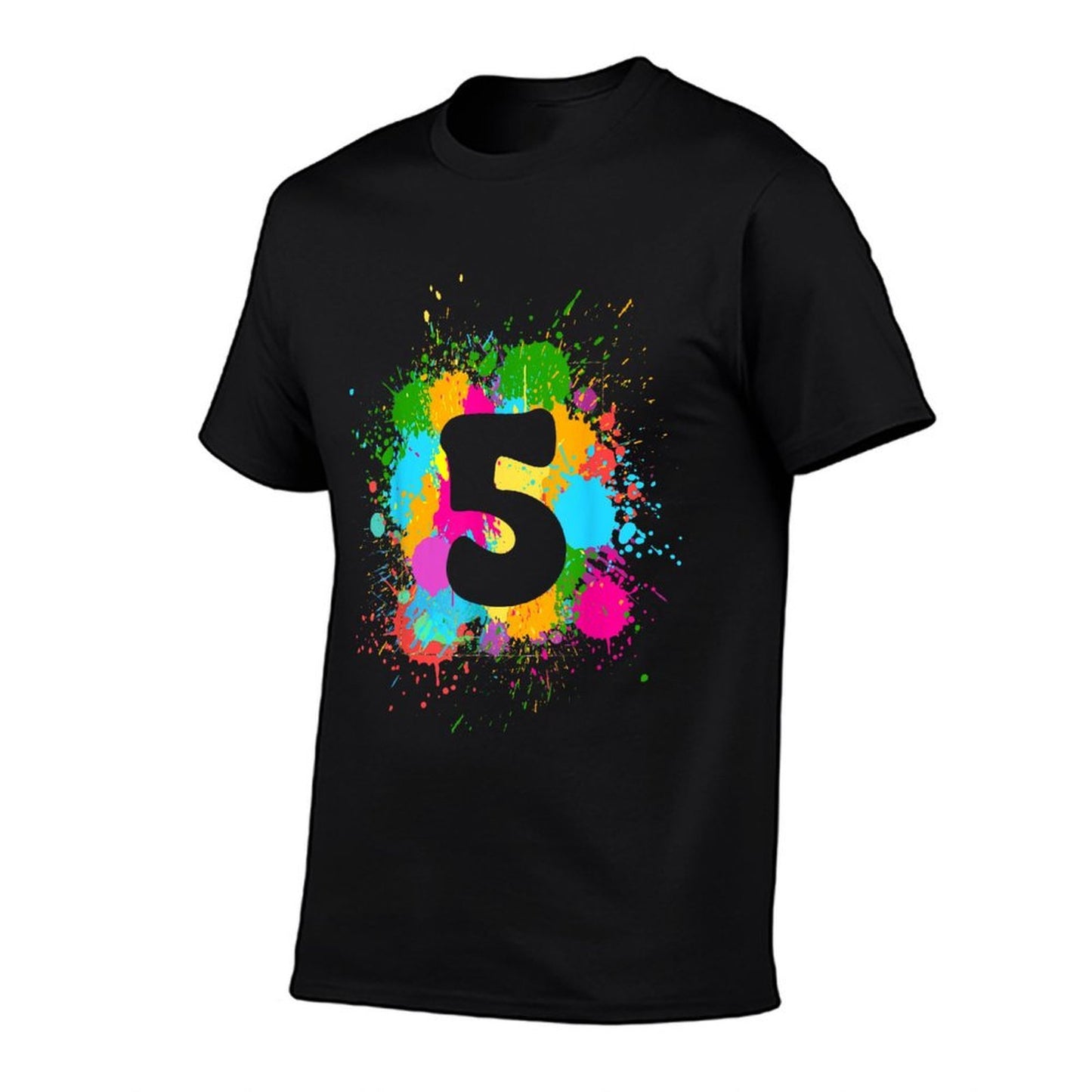 5 Years Old Birthday Colorful Paint Splashes Girls Boys Graphic-printed T-Shirt
