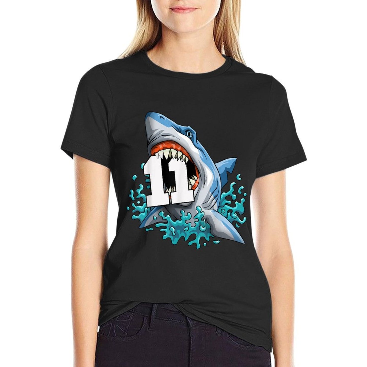 Kids Shark 11th Birthday Boy Funny Shark 11 Yrs Old Birthday Odor-resistant T-Shirt