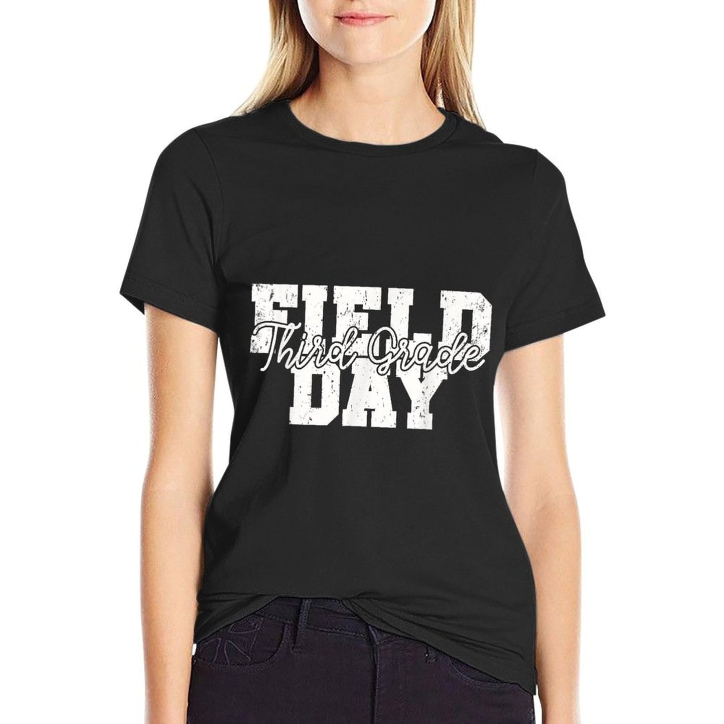 Retro Funny Field Day 2024 Third Grade School Teacher Kids Trendy Pattern T-Shirt