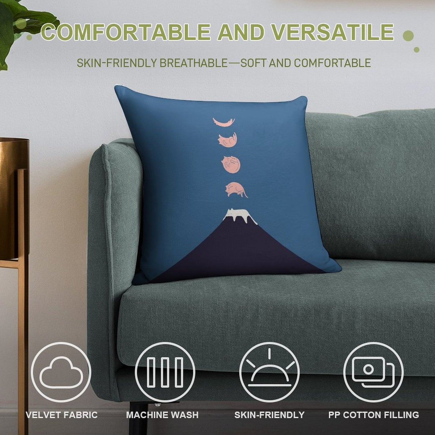 Cat Landscape 73 Soft Gift Ready Throw Pillow