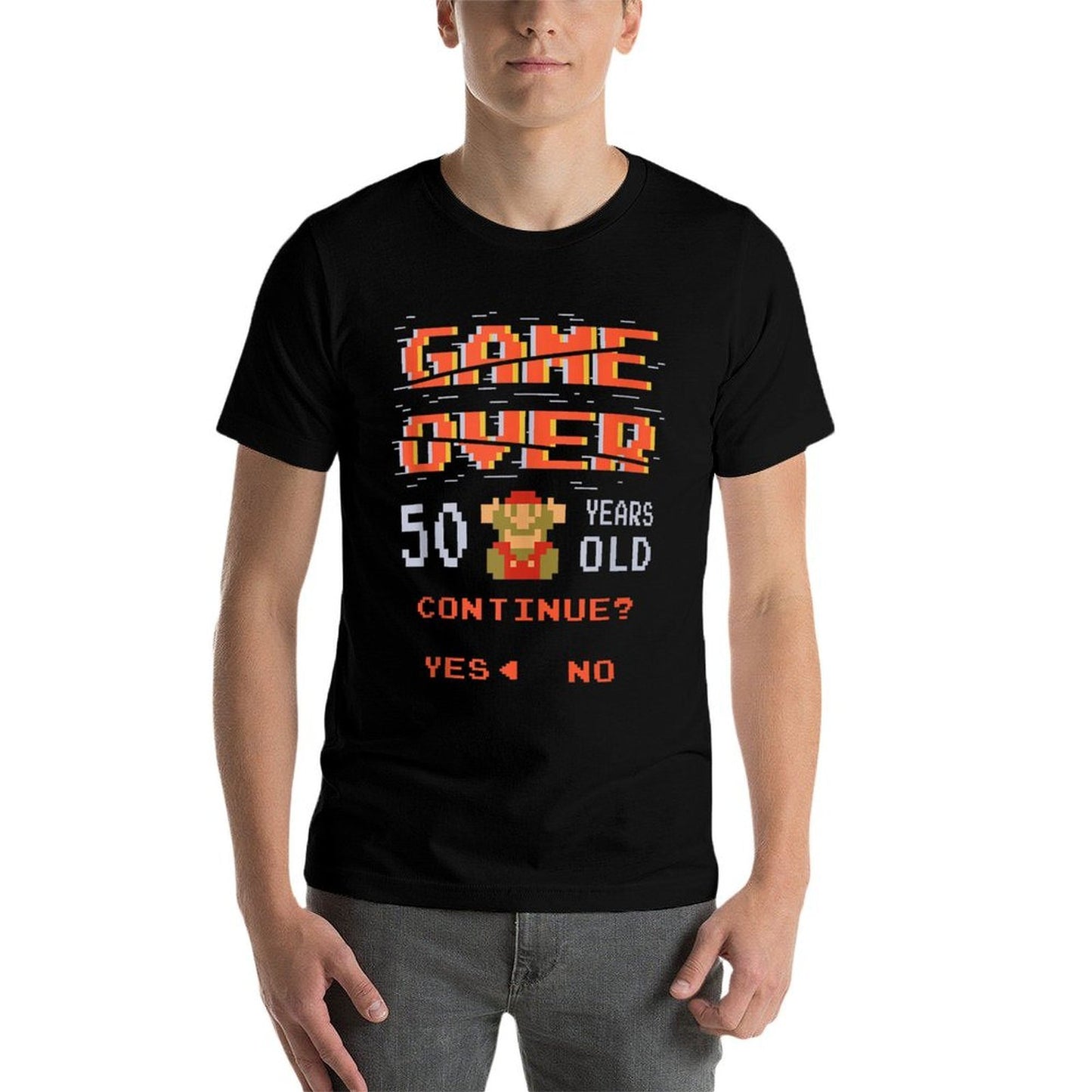 Super Mario 50th Birthday Game Over Pixel Portrait Eco-friendly Material T-Shirt