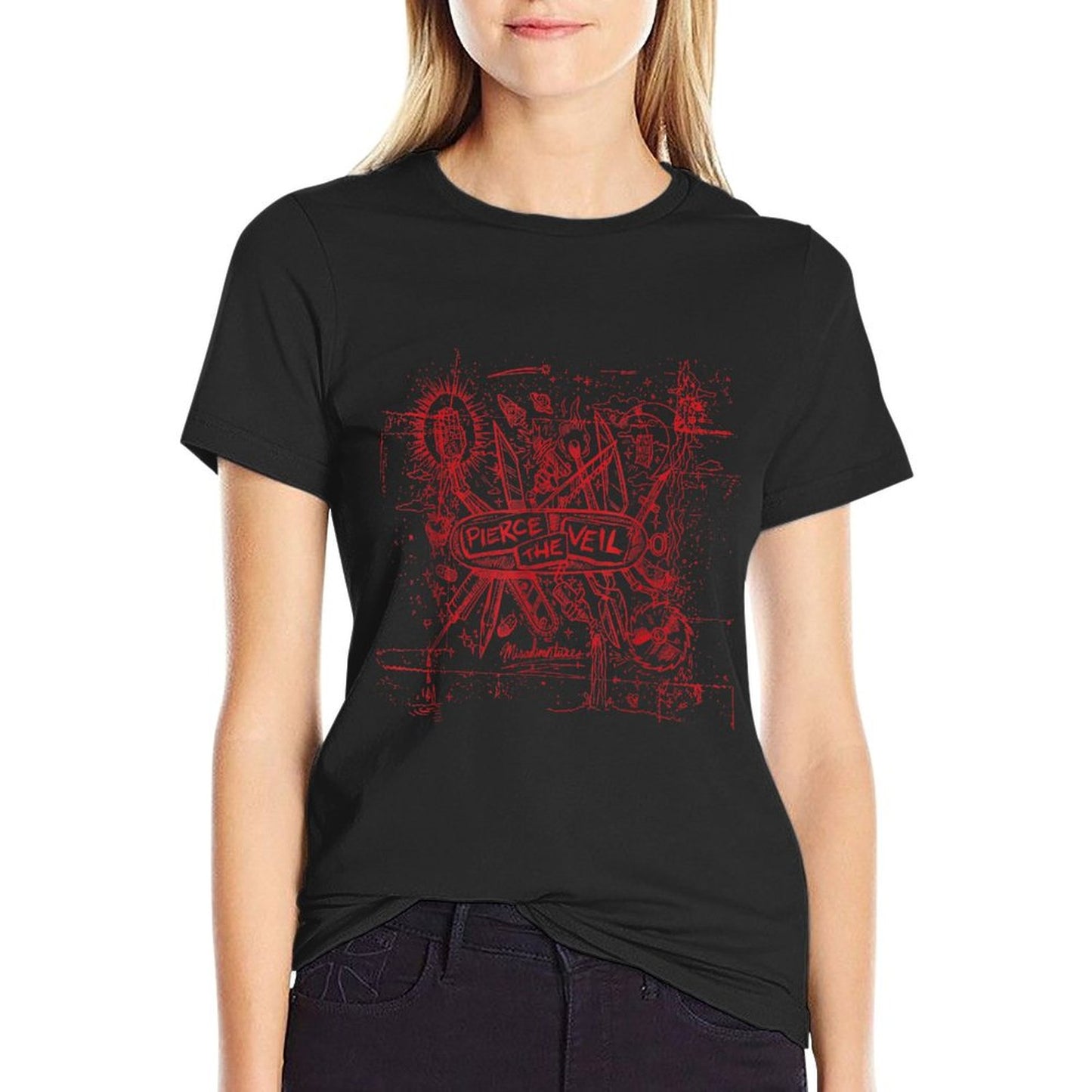 Pierce The Veil - Misadventures Cover in Red Print Easy-care T-Shirt