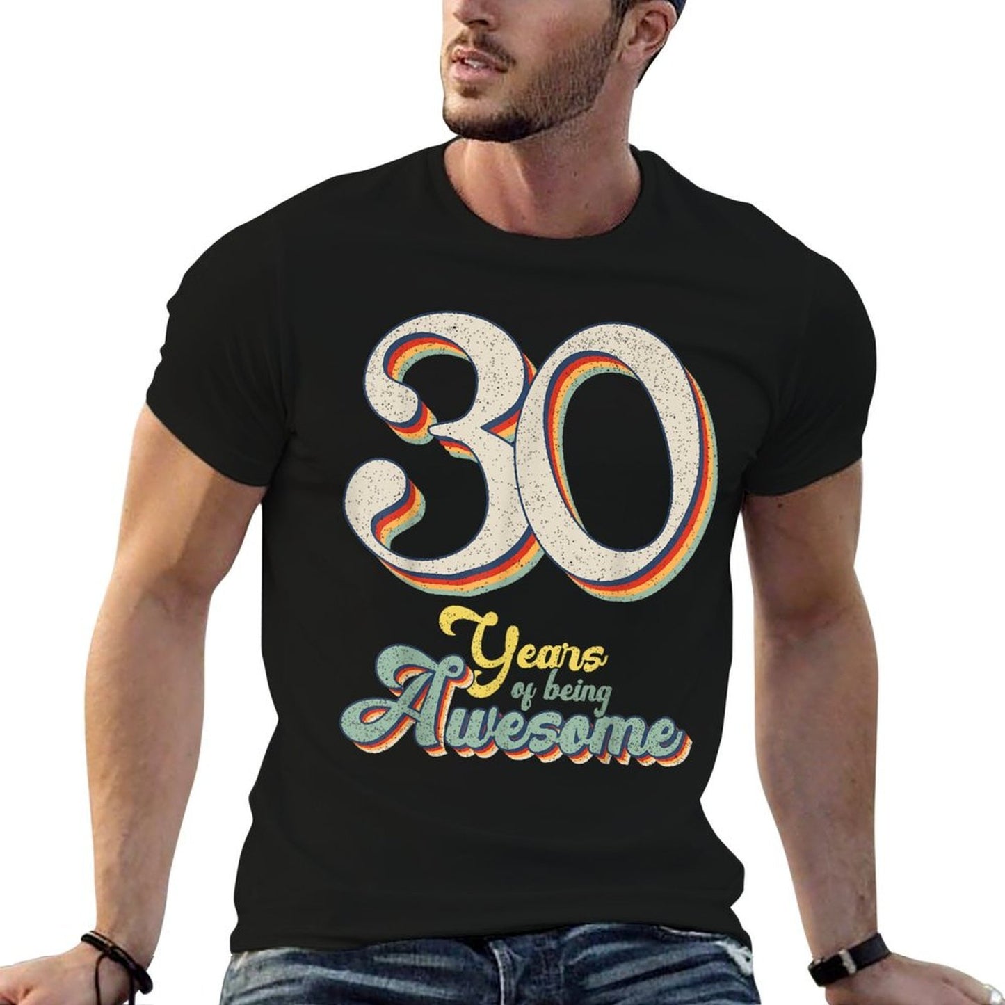 30 Years Of Being Awesome Retro Vintage 30th Birthday Polyester Blend T-Shirt