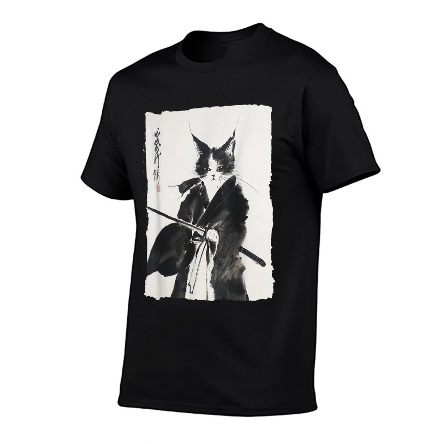 Samurai Cat Vintage Ukiyo-e Warrior Art Graphic Cat Art Soft T-Shirt
