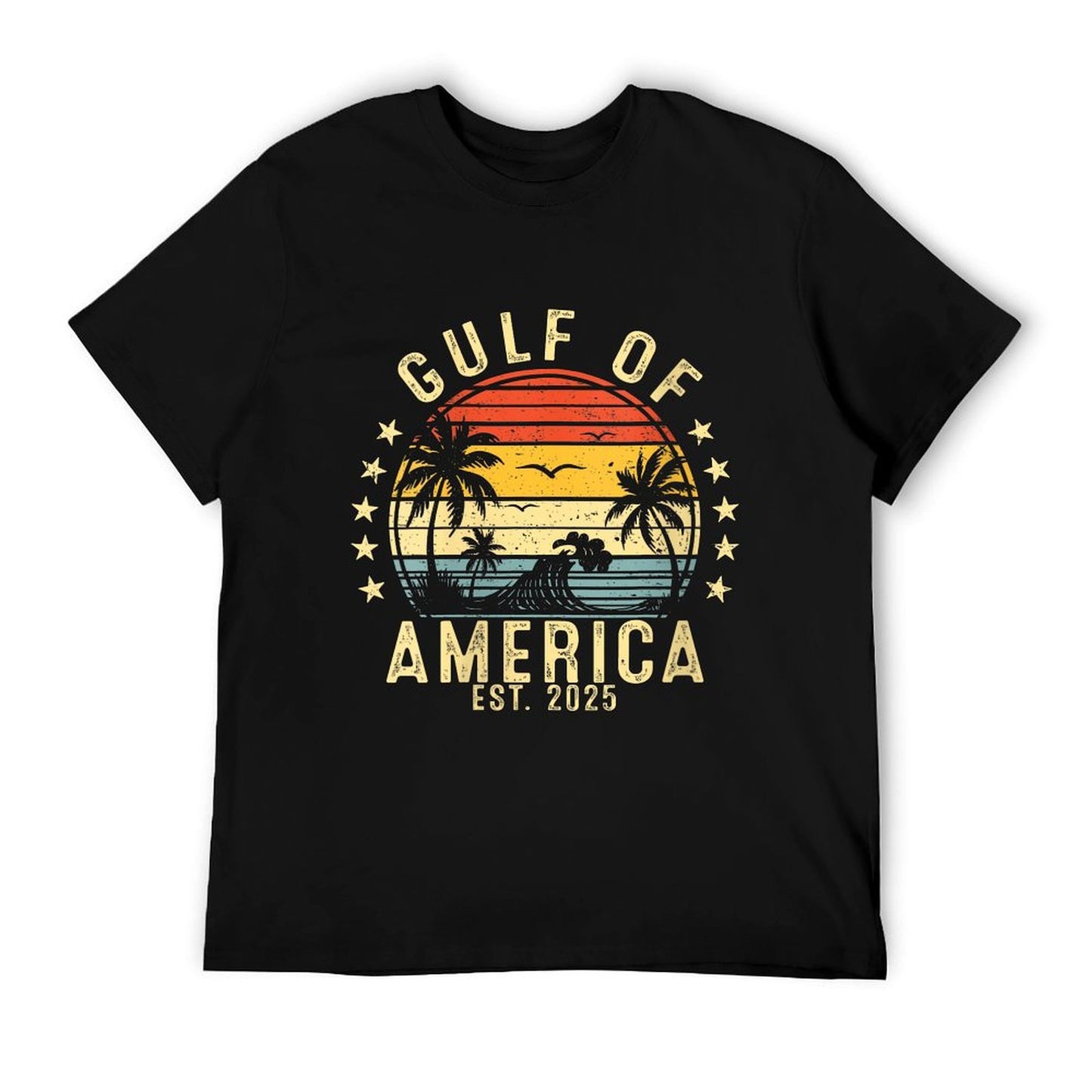 Womens Vintage Gulf Of USA America Funny USA Flag V-Neck Eco-friendly Material T-Shirt
