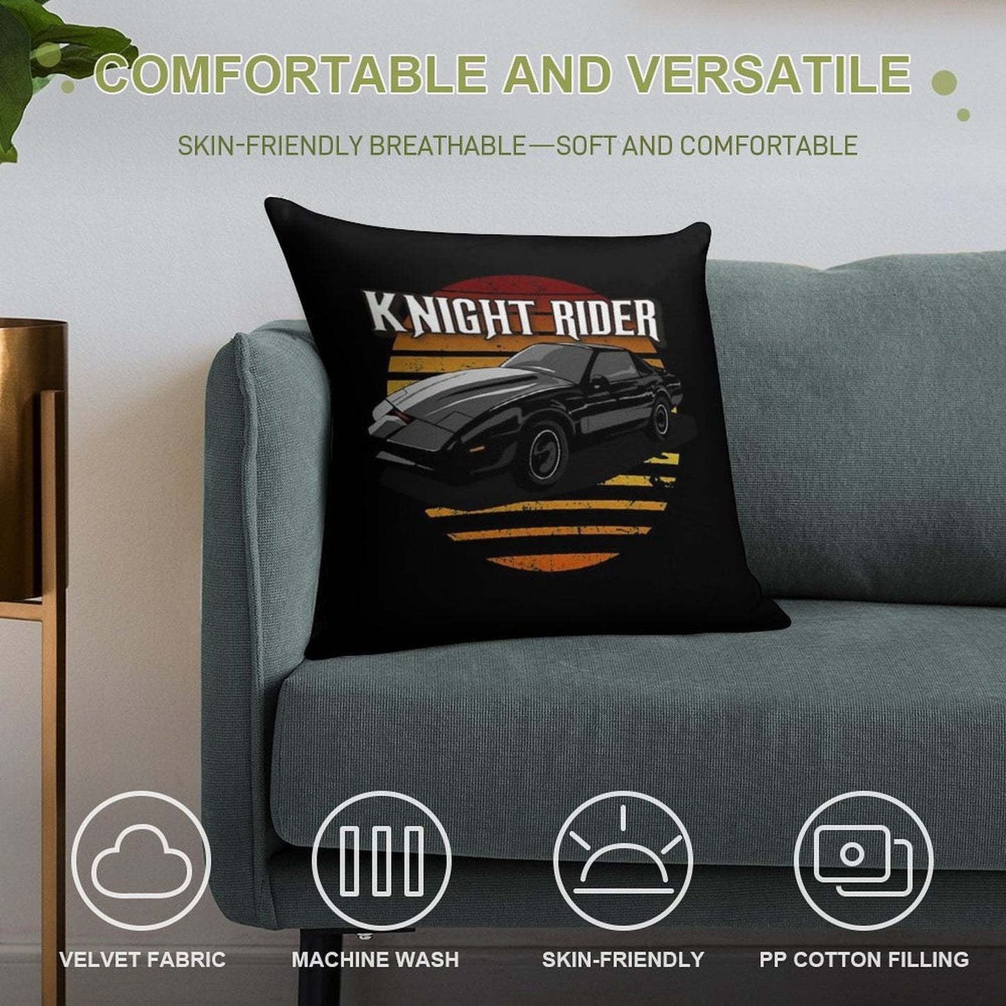 Knight Rider KITT Soft Home Decor Throw Pillow