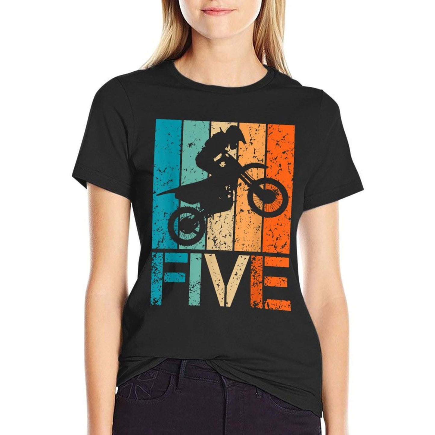 Dirt Bike 5th Motocross Birthday 5 Year Old 5yr Boys Girls Slim-fit Cut T-Shirt
